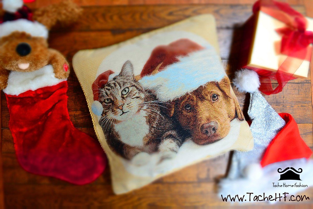 Christmas Xmas Persian Cat Labrador Dog Throw Pillow Cover