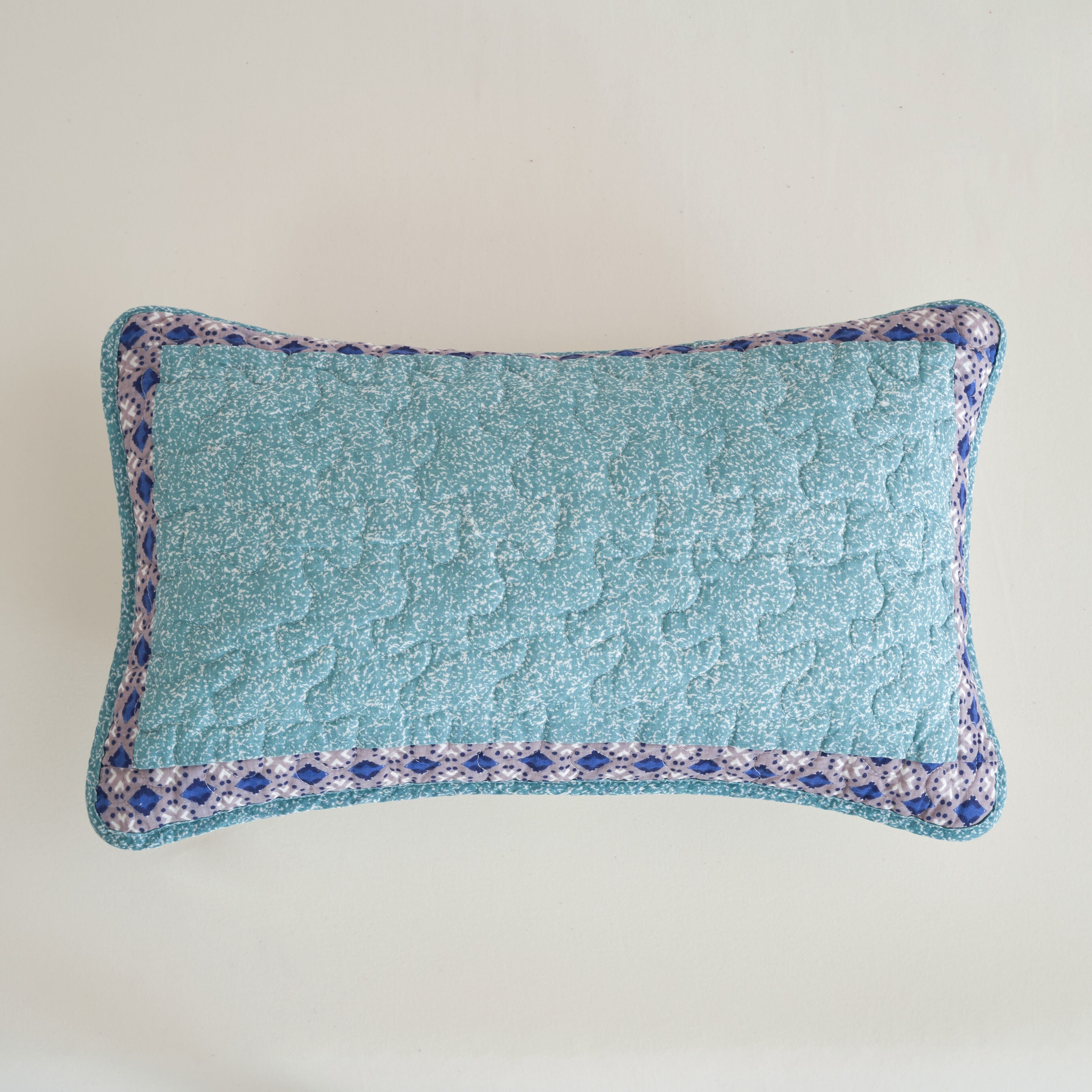 Tache Light Teal Sky Turquoise Blue Solid Small rectangle Rectangular Quilted Lumbar Pillow for Bed Couch Sofa 12x20"