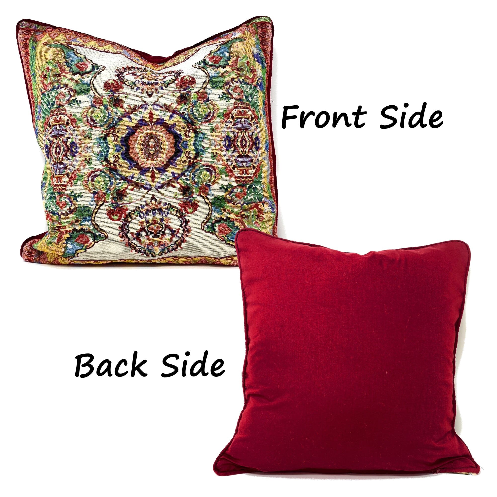 Tache Elegant Ivory Colorful Ornate Paisley Woven Tapestry Throw Pillow Cover (18193)