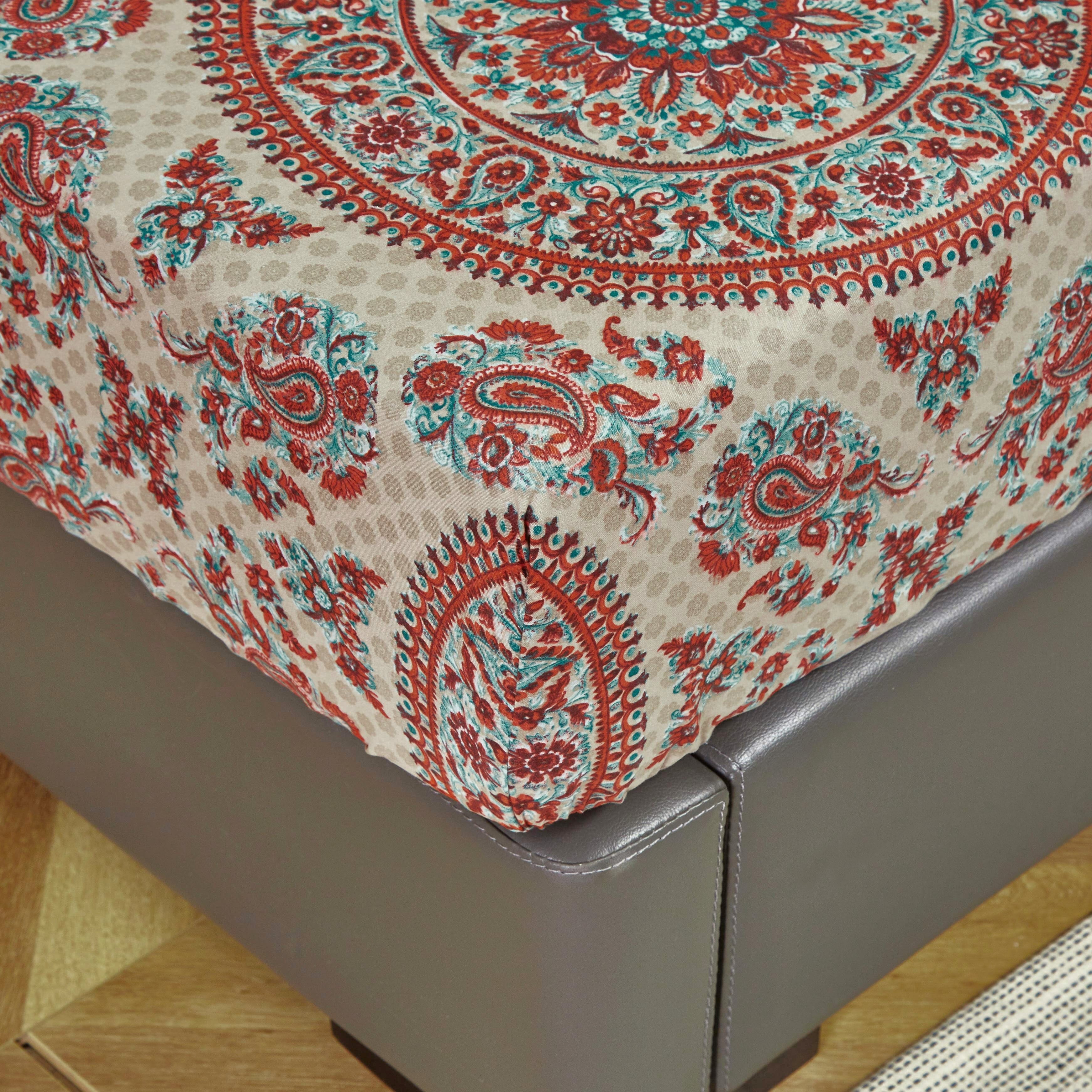 Tache Bohemian Desert Medallion Boteh Paisley Taupe Fitted Sheet / Flat Sheet (TJ3502)