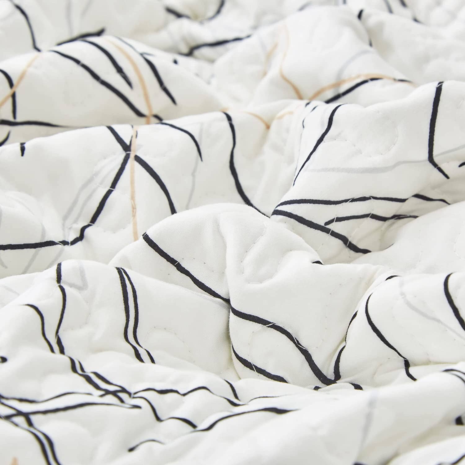 Tache Modern Abstract Leaf Line Art Foliage White Grey Black Gold Cushion Covers / Euro Sham (TJ3571) - Tache Home Fashion