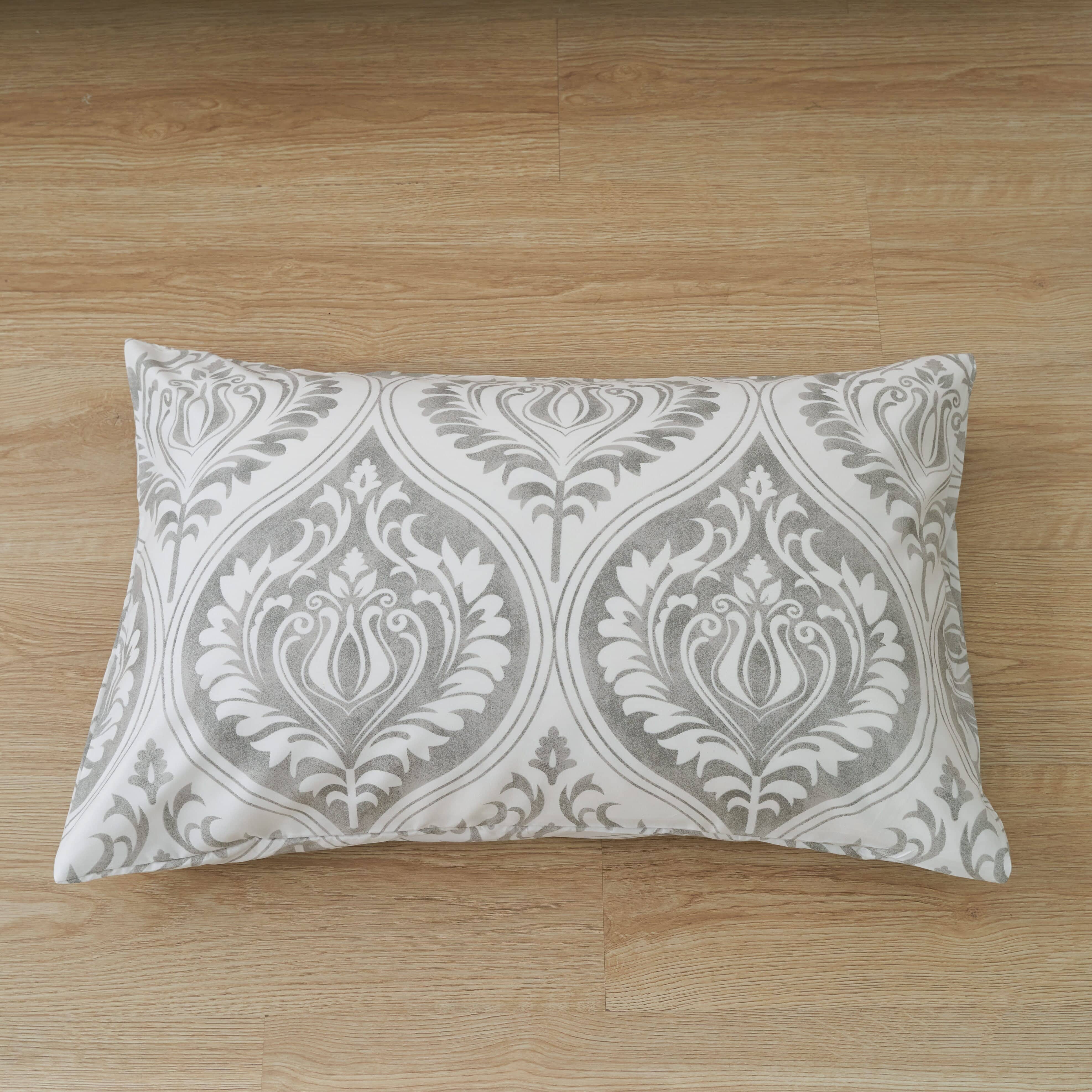 Tache Farmhouse Dreamy Moon Sky Ogee Damask White Heather Gray Bed Sheet Set Super Soft, Wrinkle Resistance, Lightweight Top Sheet, Flat Sheet, Fitted Sheet, Bedsheet