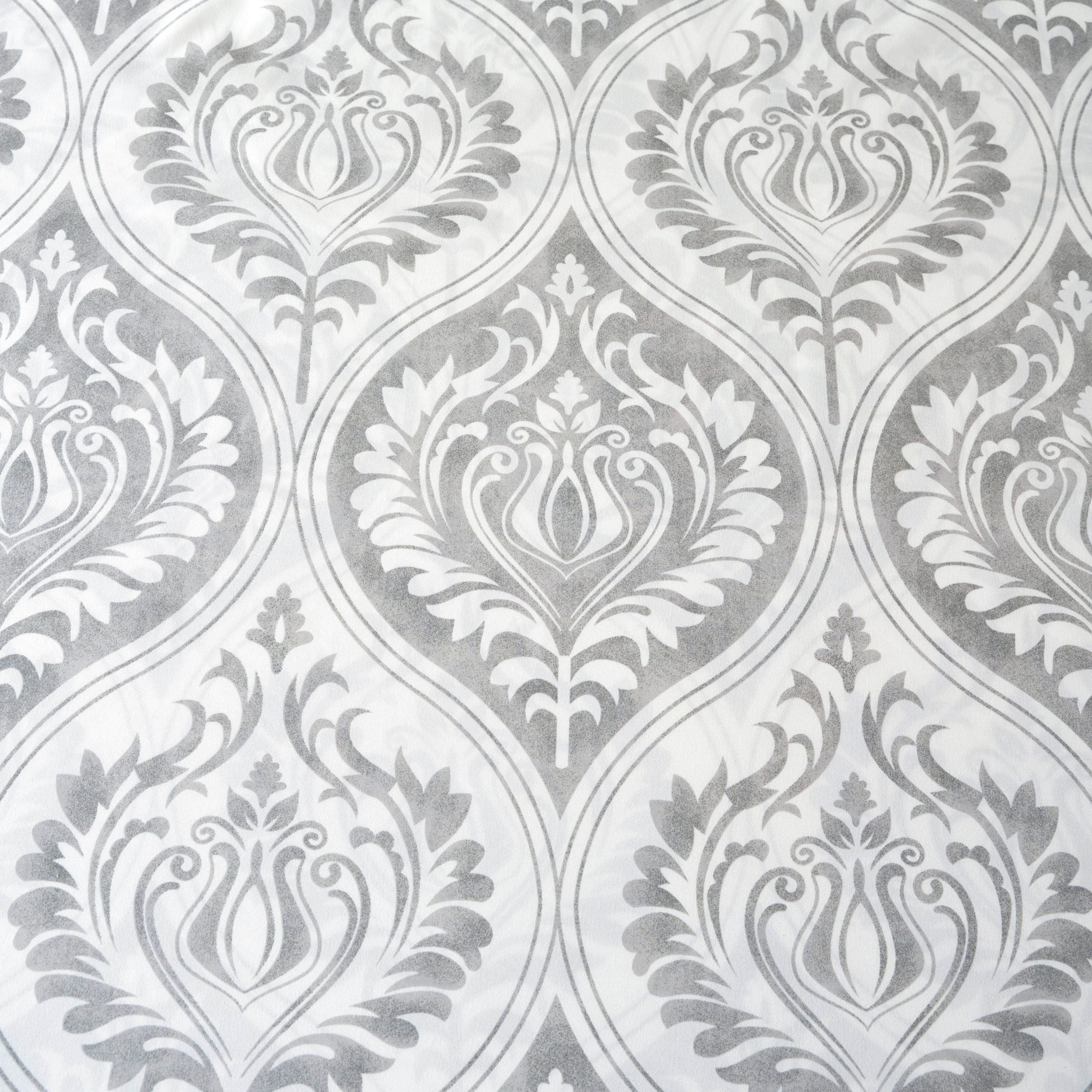 Tache Farmhouse Dreamy Moon Sky Ogee Damask White Heather Gray Bed Sheet Set Super Soft, Wrinkle Resistance, Lightweight Top Sheet, Flat Sheet, Fitted Sheet, Bedsheet