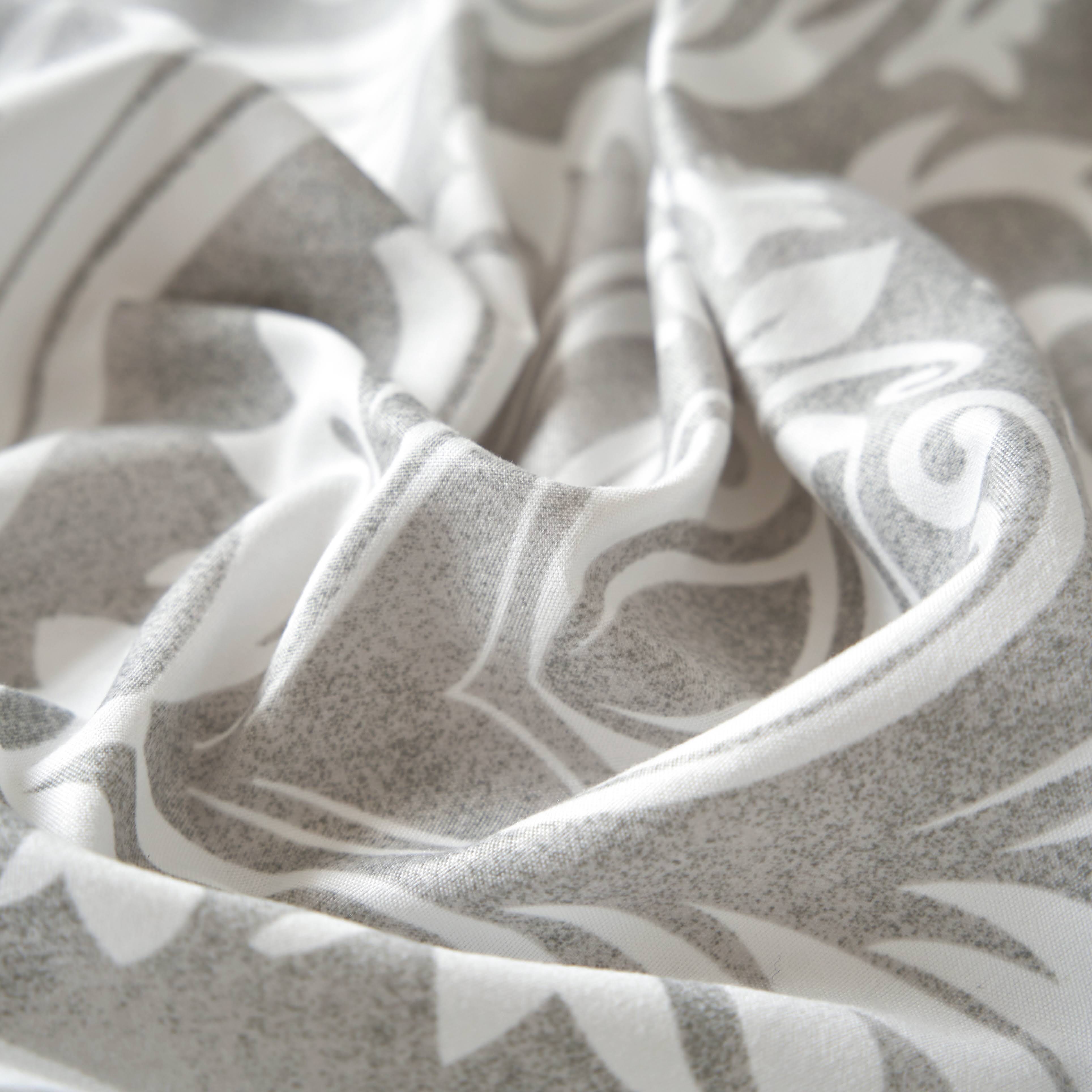 Tache Farmhouse Dreamy Moon Sky Paisley Ogee Damask White Heather Gray Bed Sheet Set Super Soft, Wrinkle Resistance, Lightweight Top Sheet, Flat Sheet, Fitted Sheet, Bedsheet