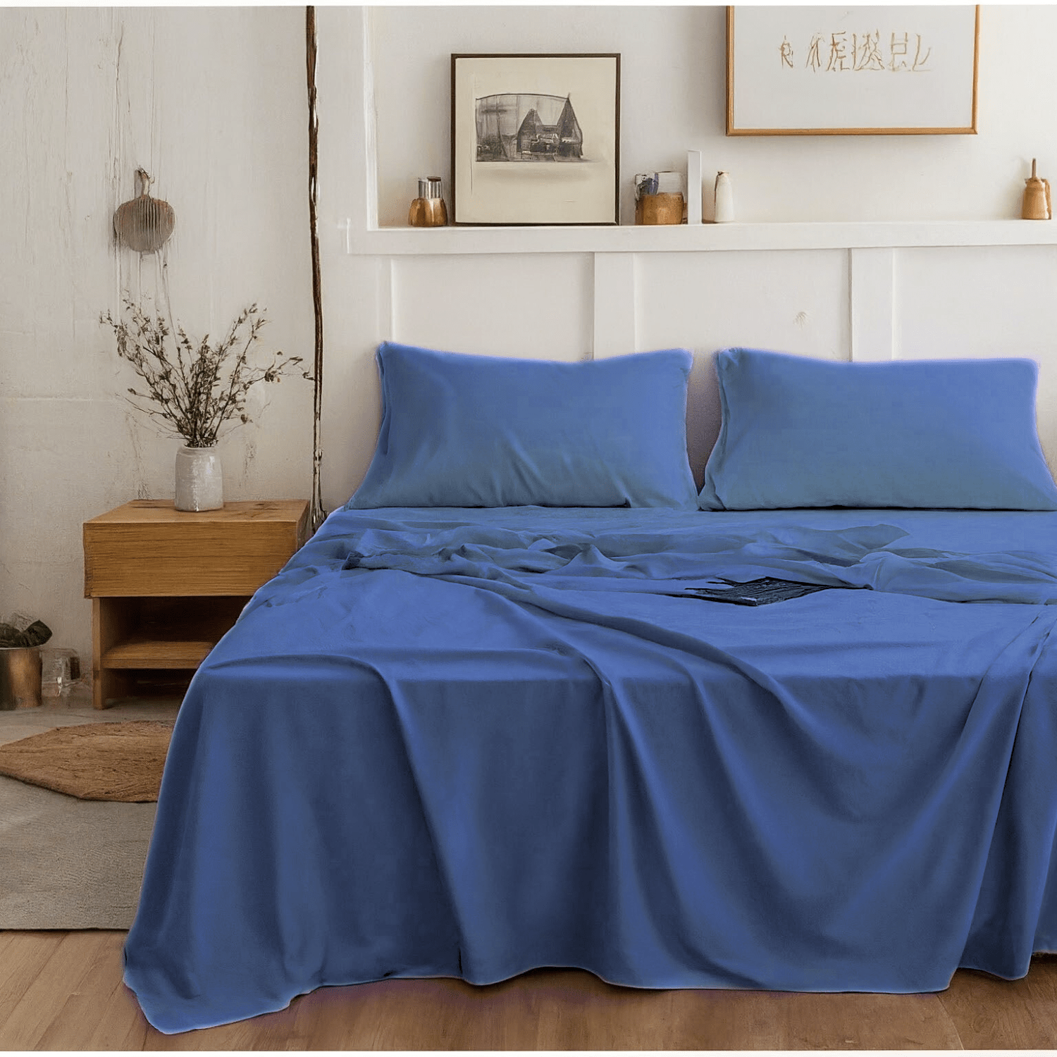 Tache Dark Ocean Navy Blue Bed Sheet Set Super Soft Wrinkle Free Fade Resistant in a Farmhouse Bedroom