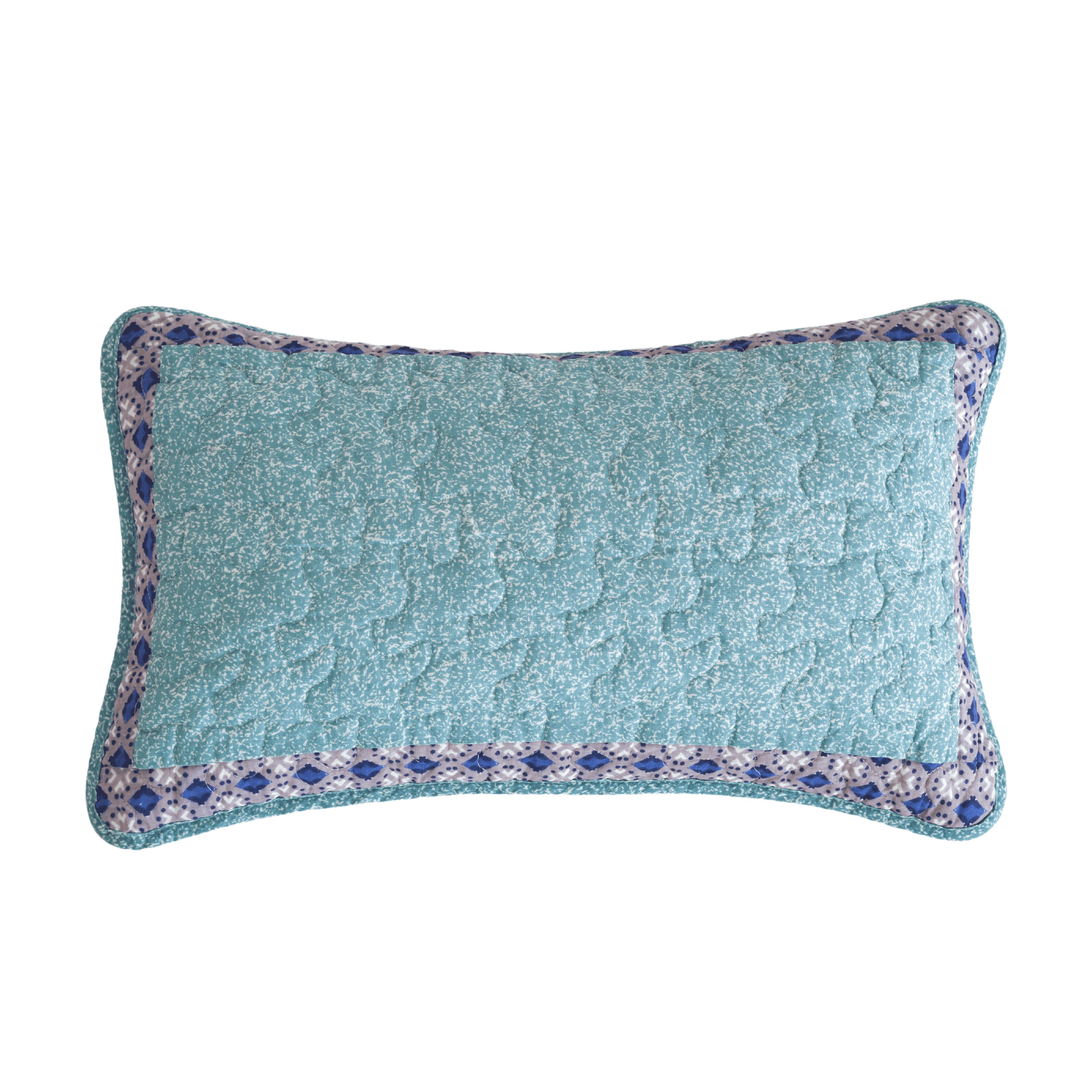 Tache Light Teal Sky Turquoise Blue Solid Small rectangle Rectangular Quilted Lumbar Pillow for Bed Couch Sofa