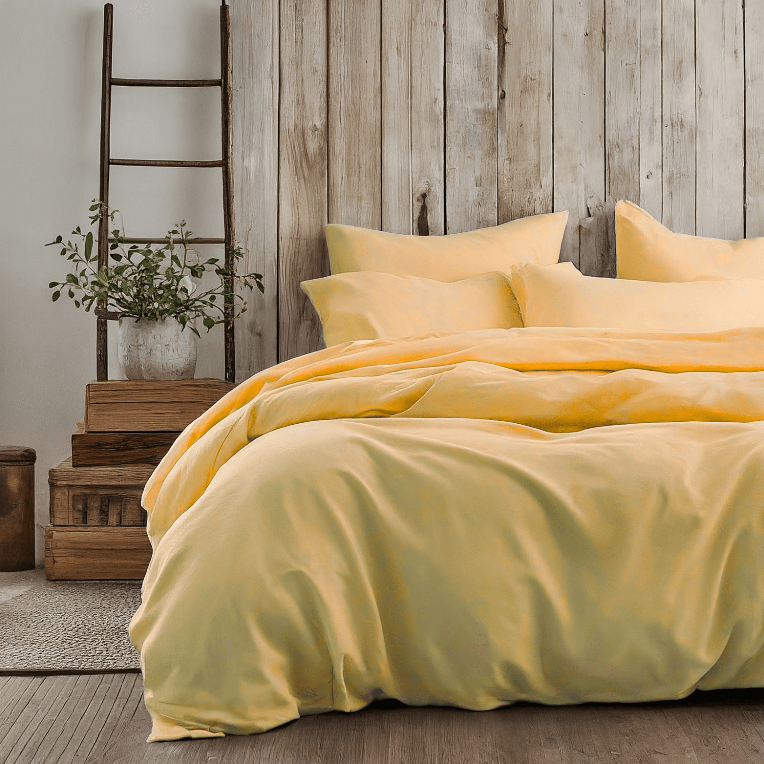 Tache Pastel Light Sunny Yellow Duvet Cover With Zipper Closure