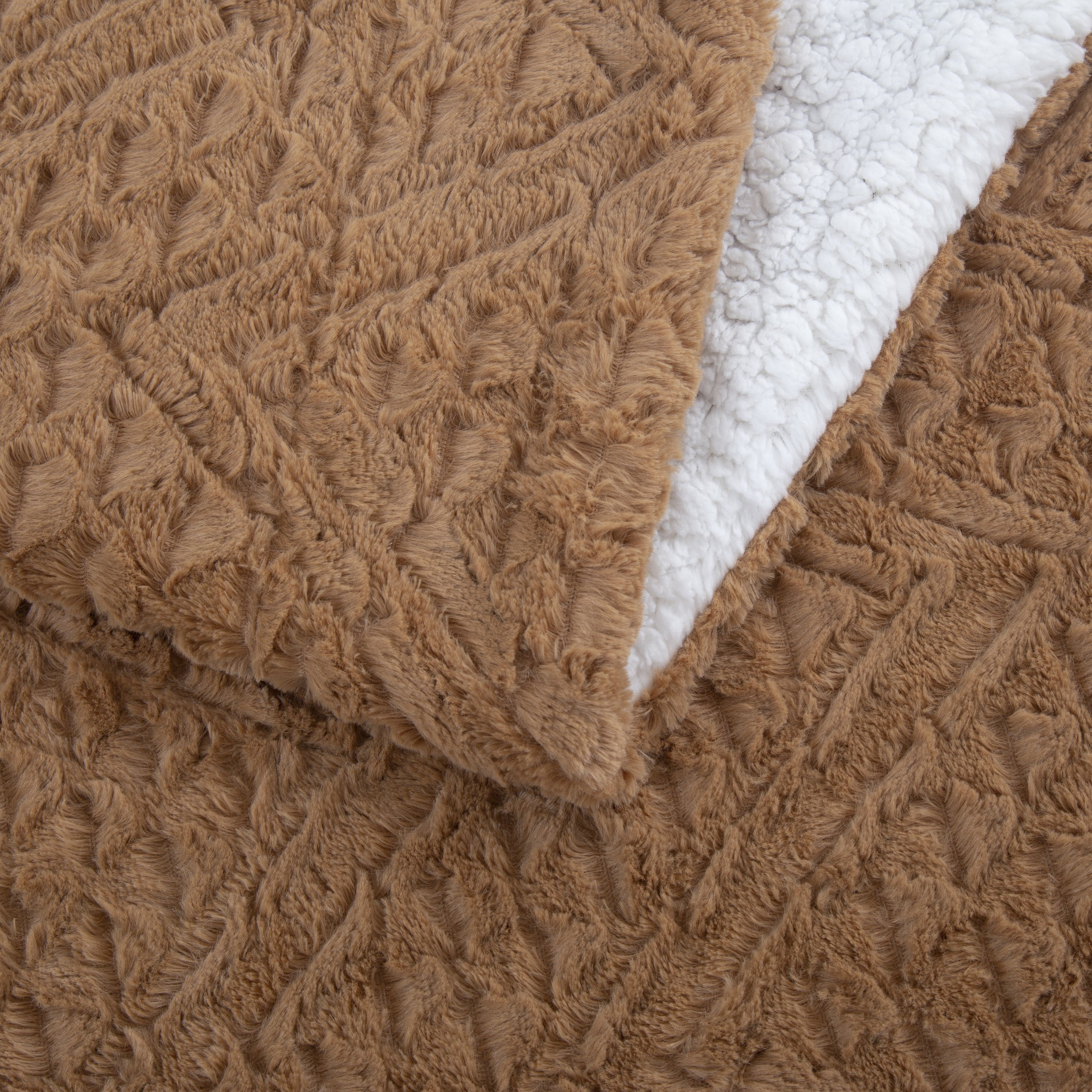 dark camel cognac brown faux fur throw blanket