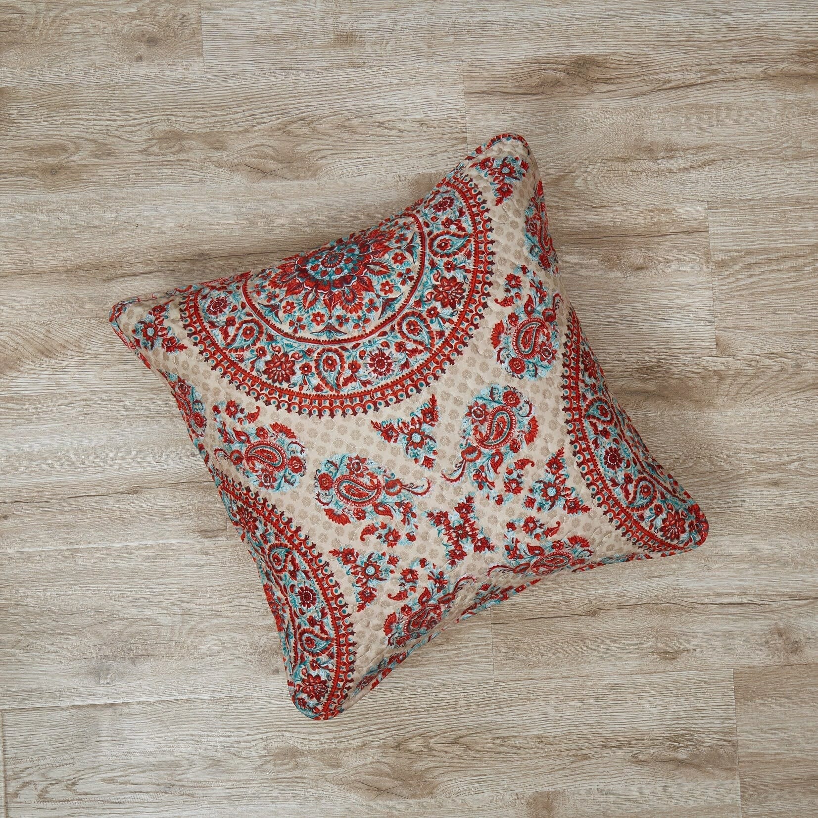 Tache Bohemian Desert Medallion Boteh Paisley Taupe Throw Pillow Covers / Euro Sham (TJ3502) - Tache Home Fashion