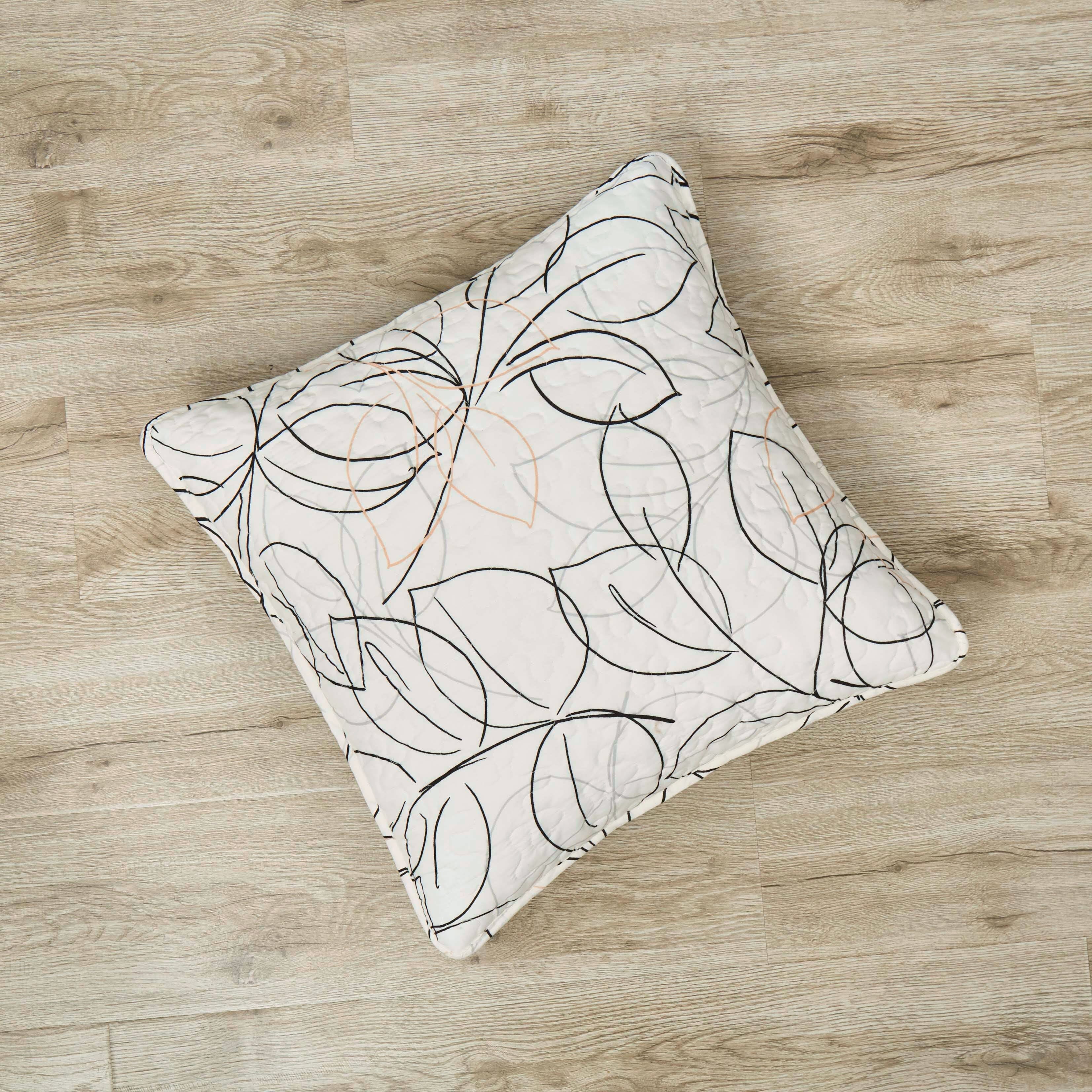 Tache Modern Abstract Leaf Line Art Foliage White Grey Black Gold Cushion Covers / Euro Sham (TJ3571) - Tache Home Fashion