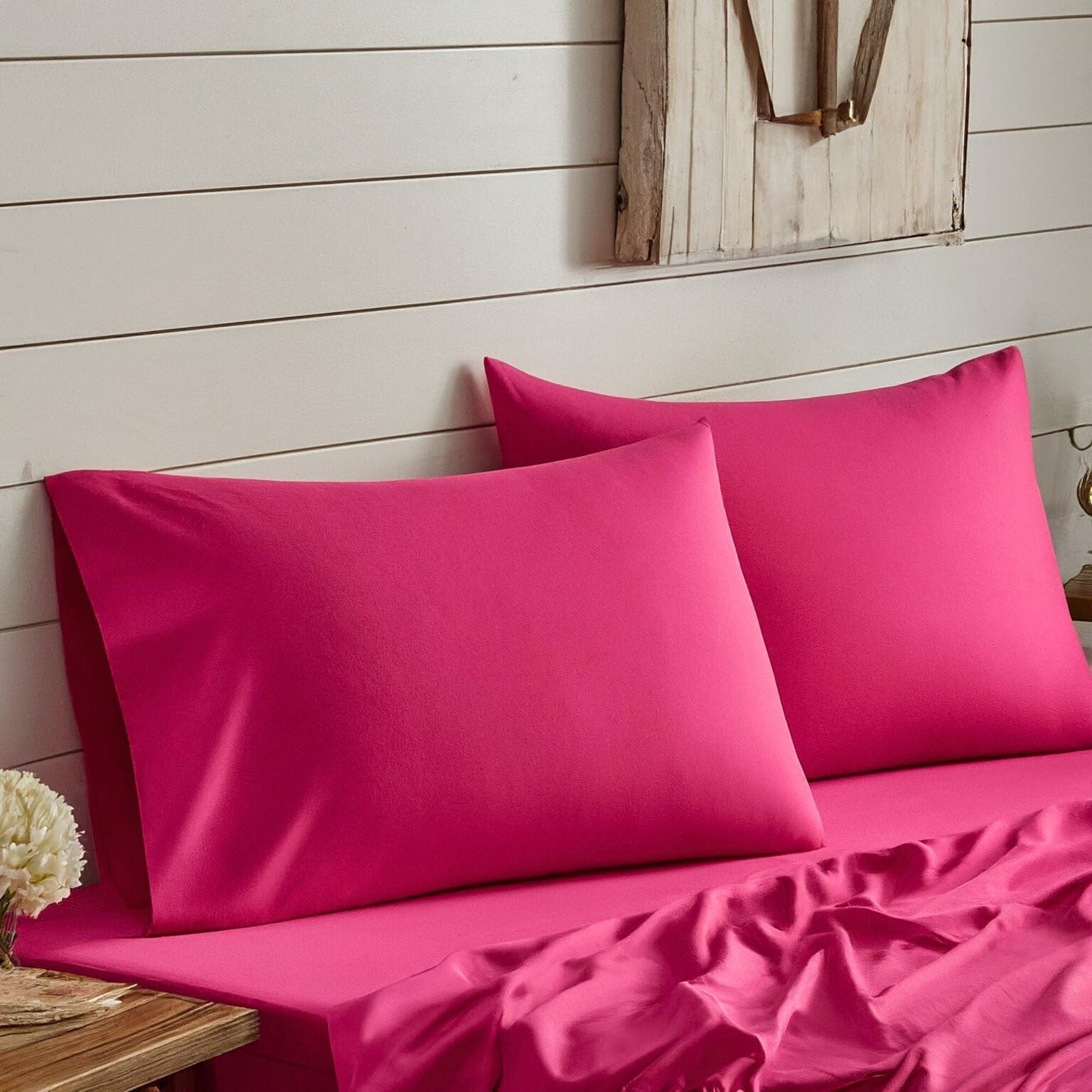 Tache Light Bright Rose Pink Hot Pink Bed Sheet Set Super Soft Wrinkle Free