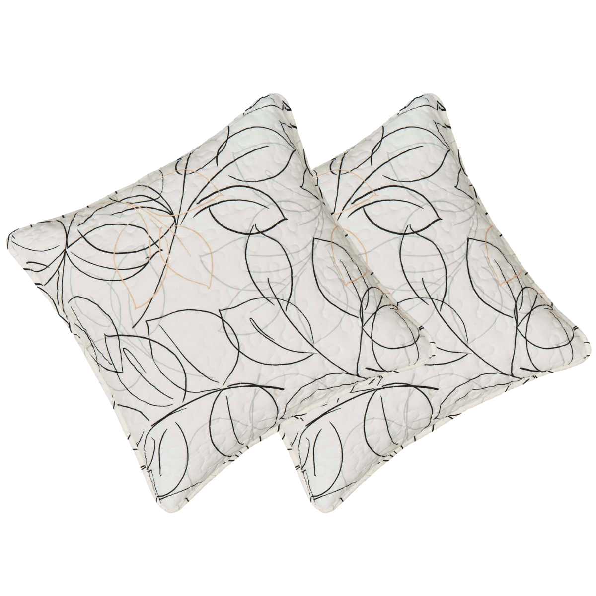 Tache Modern Abstract Leaf Line Art Foliage White Grey Black Gold Cushion Covers / Euro Sham (TJ3571) - Tache Home Fashion