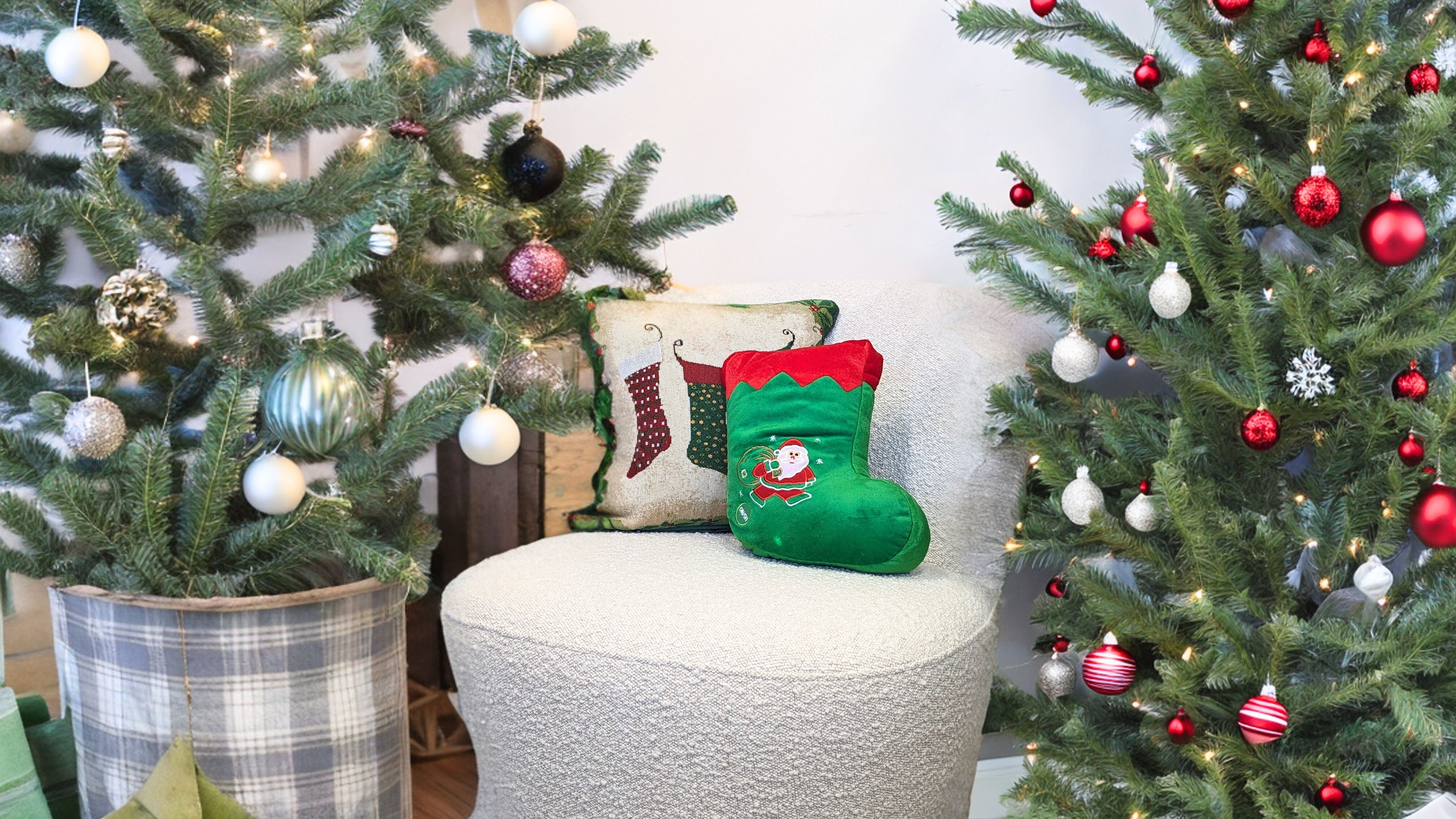 Tache Squishy Light Up Cute Christmas Santa Stocking Microbead LED Throw Pillow