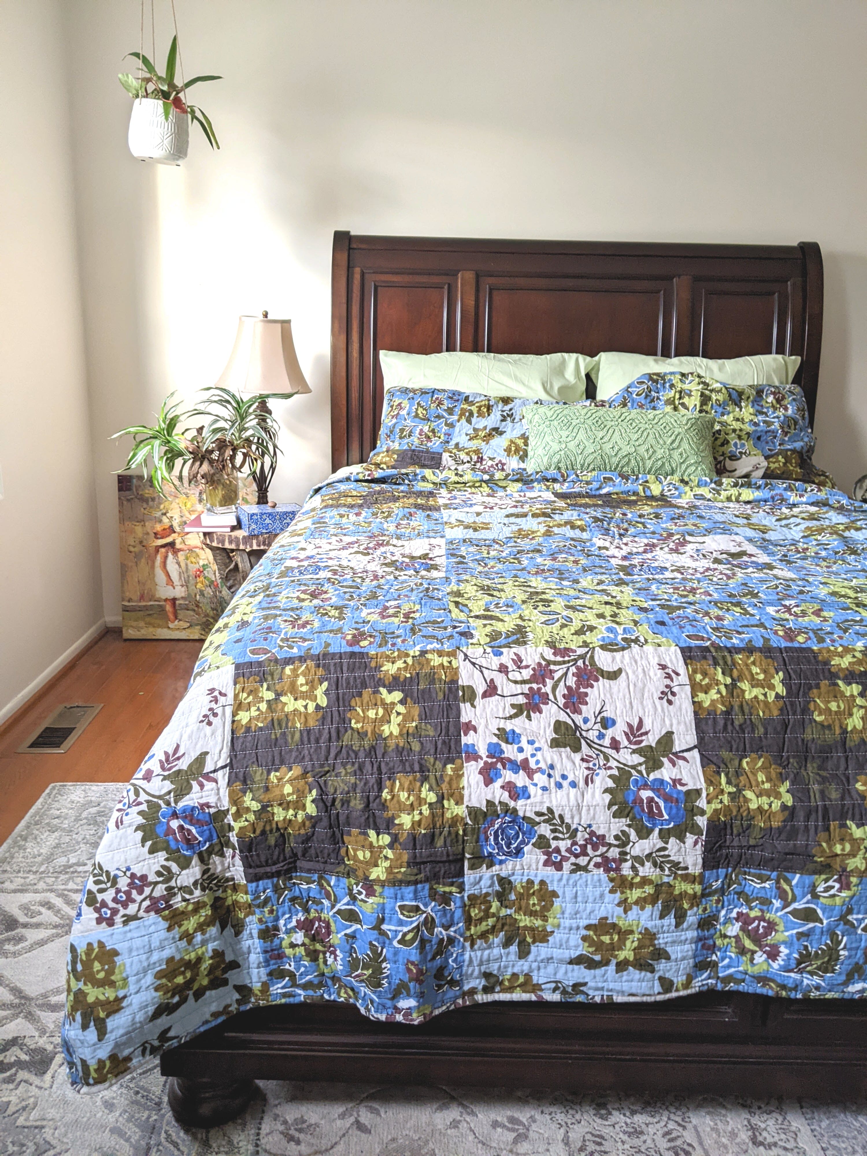 Tache Mystical Forest Green Blue Leaves Cotton Quilt Set (KST1504) - Tache Home Fashion