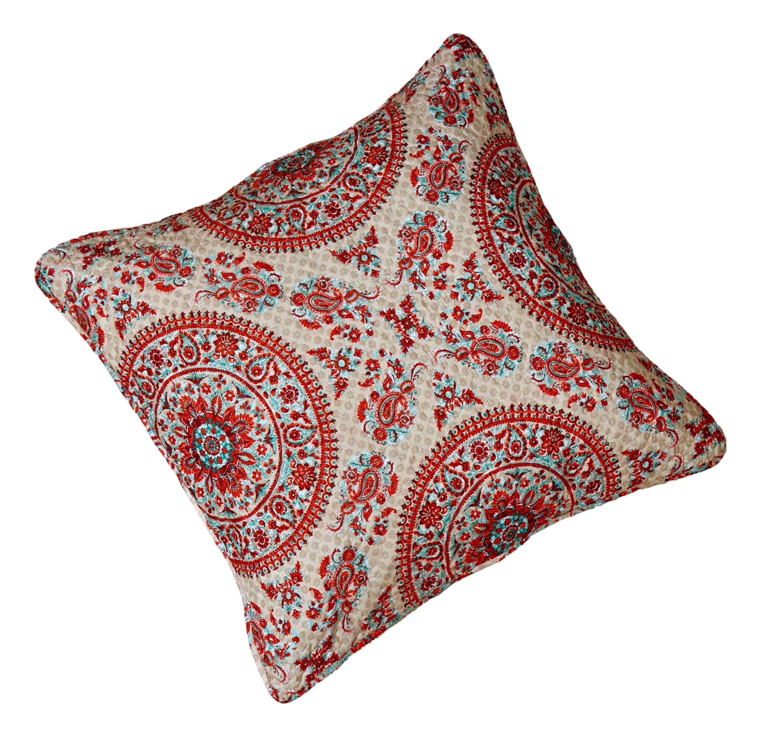 Tache Bohemian Desert Medallion Boteh Paisley Taupe Throw Pillow Covers / Euro Sham (TJ3502) - Tache Home Fashion