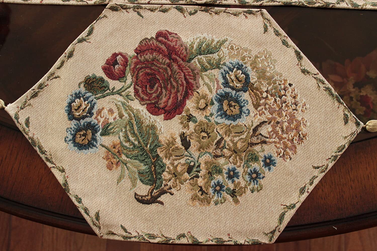 Tache Morning Meadow woven floral placemat with country rustic design, style 3098