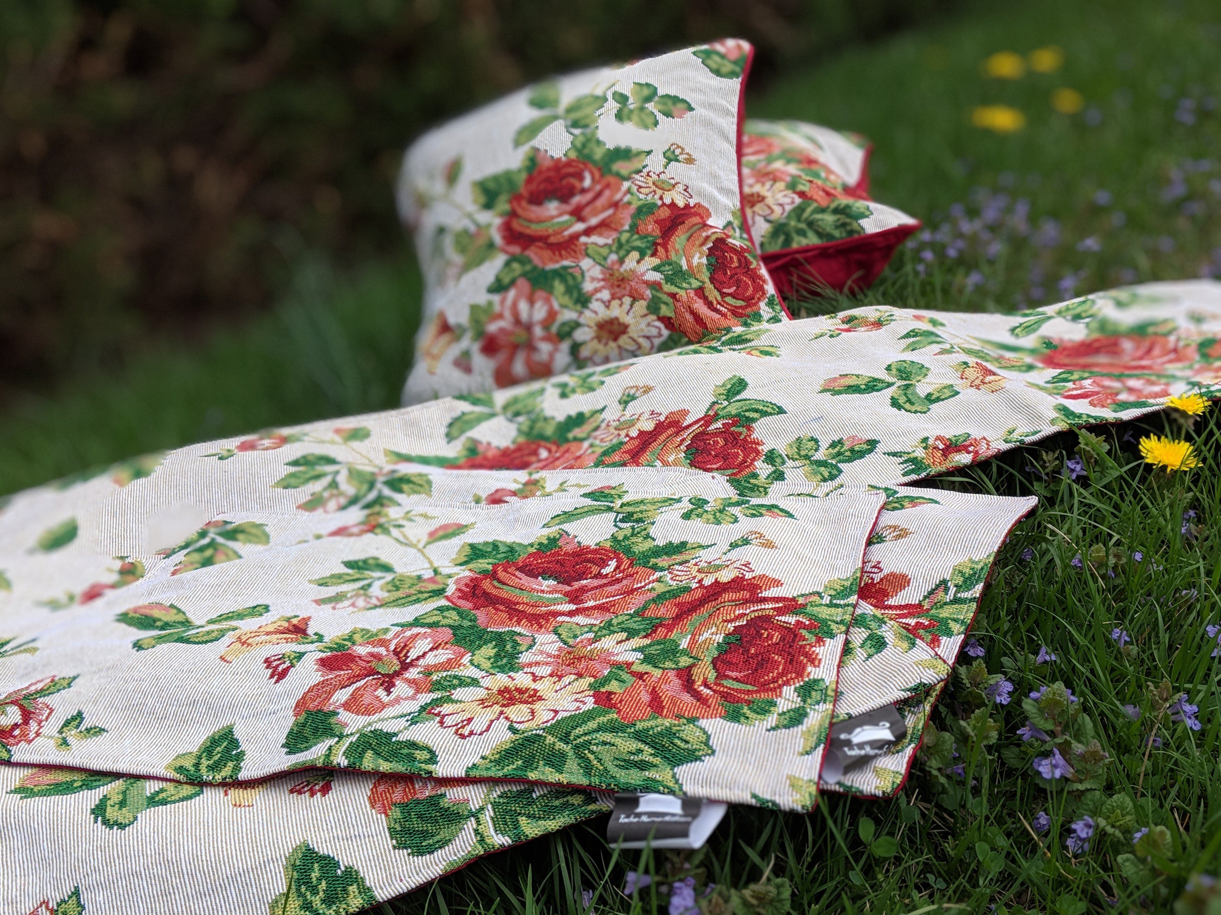 Tache Sweet Roses Vintage Ivory Woven Tapestry Placemat Set (17593PM) - Tache Home Fashion