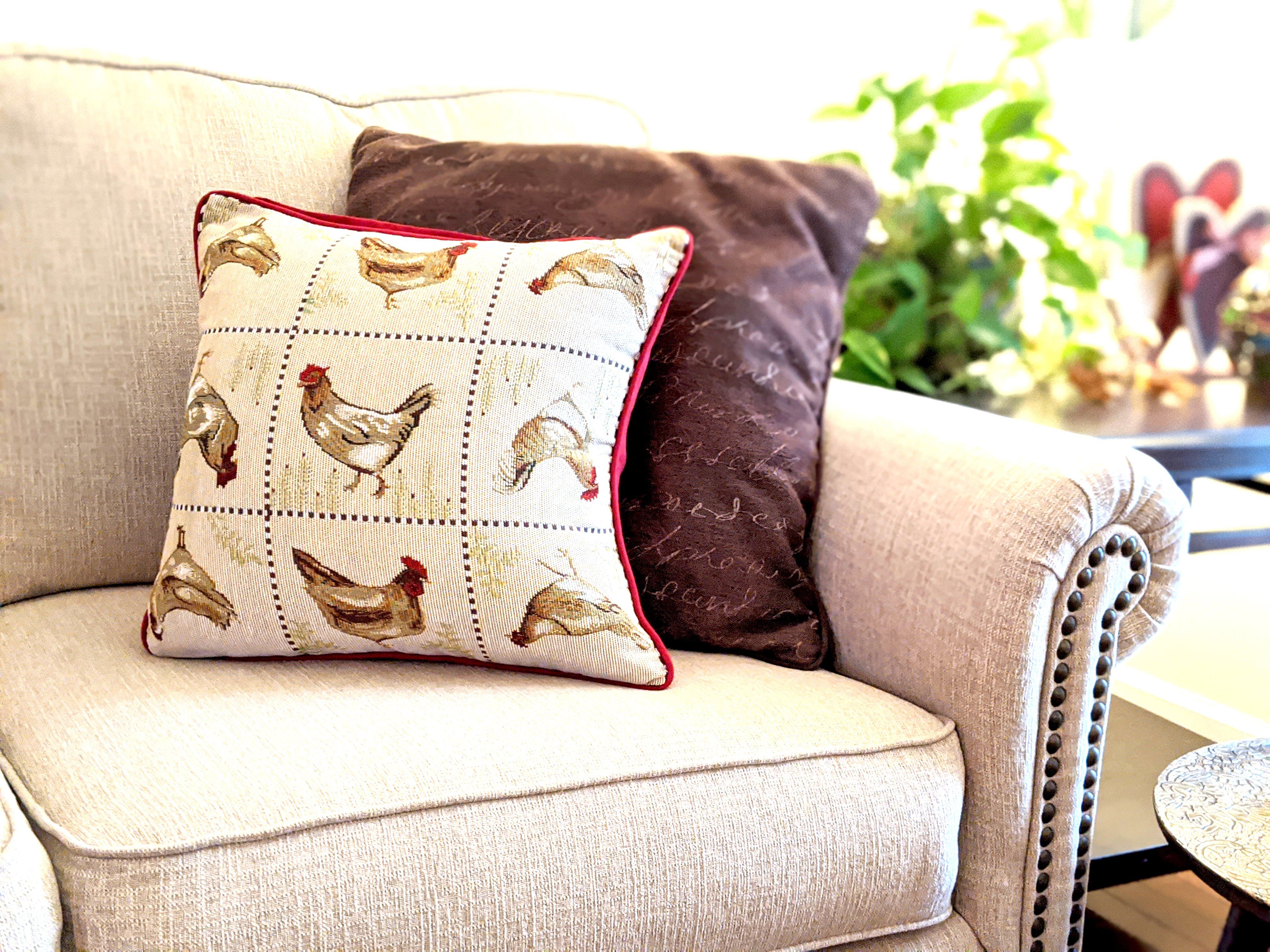 Tache Country Farmhouse Rooster Hens Woven Tapestry Throw Pillow Cover (13139CC) - Tache Home Fashion