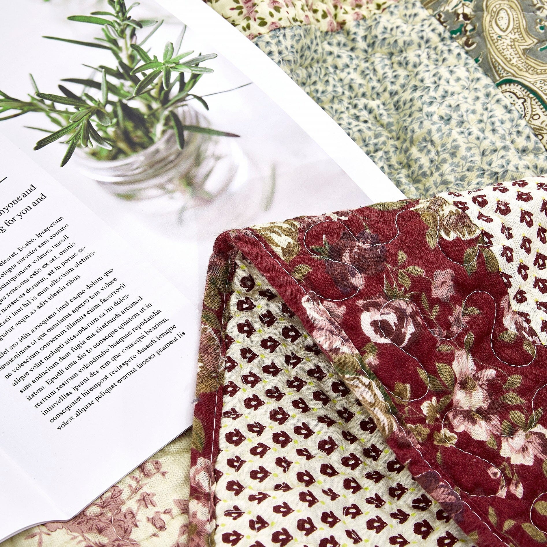 Tache Fairy Tale Tea Party Beige Burgundy Paisley Floral Cotton Patchwork Quilted Throw Blanket (DXJ103443) - Tache Home Fashion