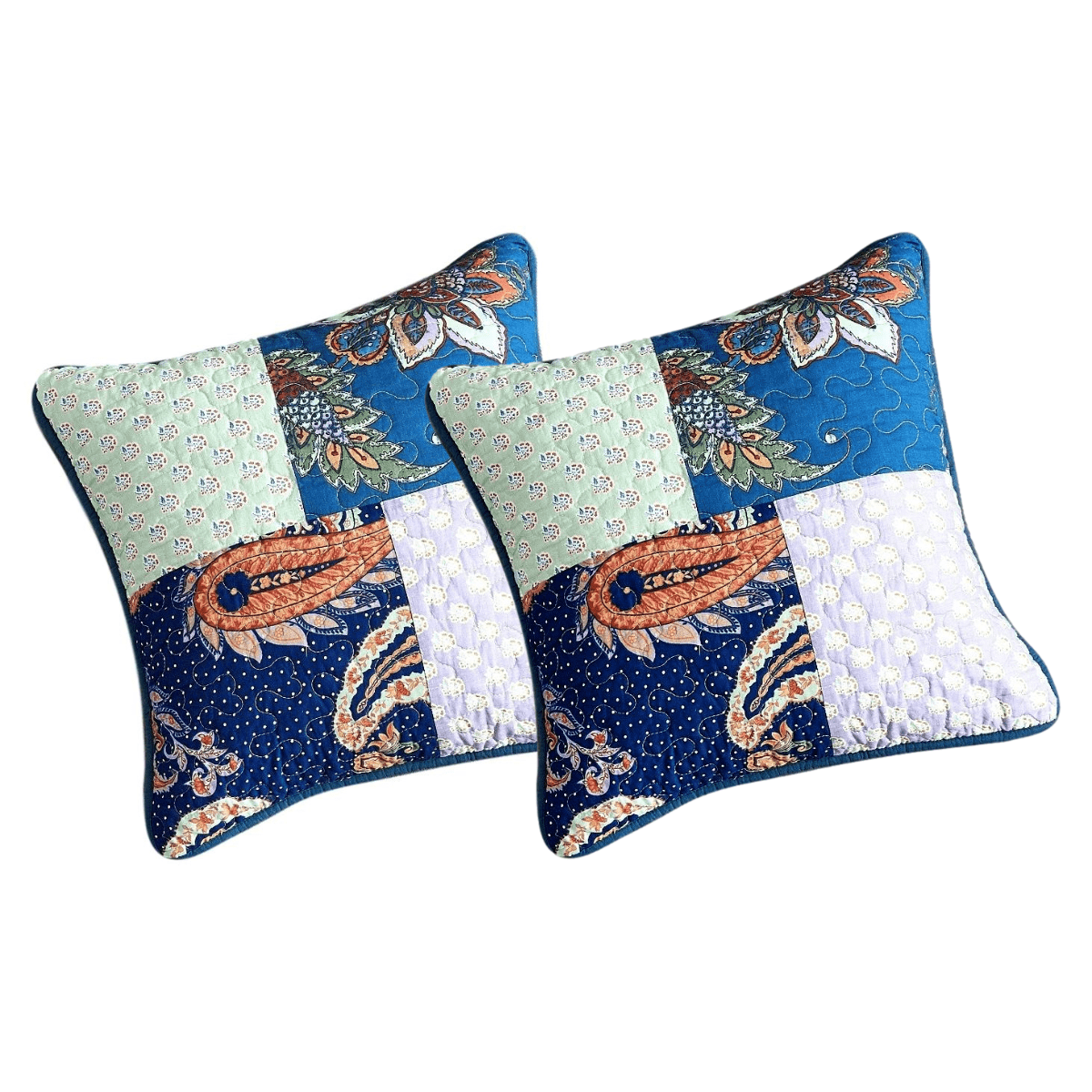 Tache Cotton Patchwork Paisley Bohemian Night Flower Cushion Cover 2-Pieces (JHW-882) - Tache Home Fashion