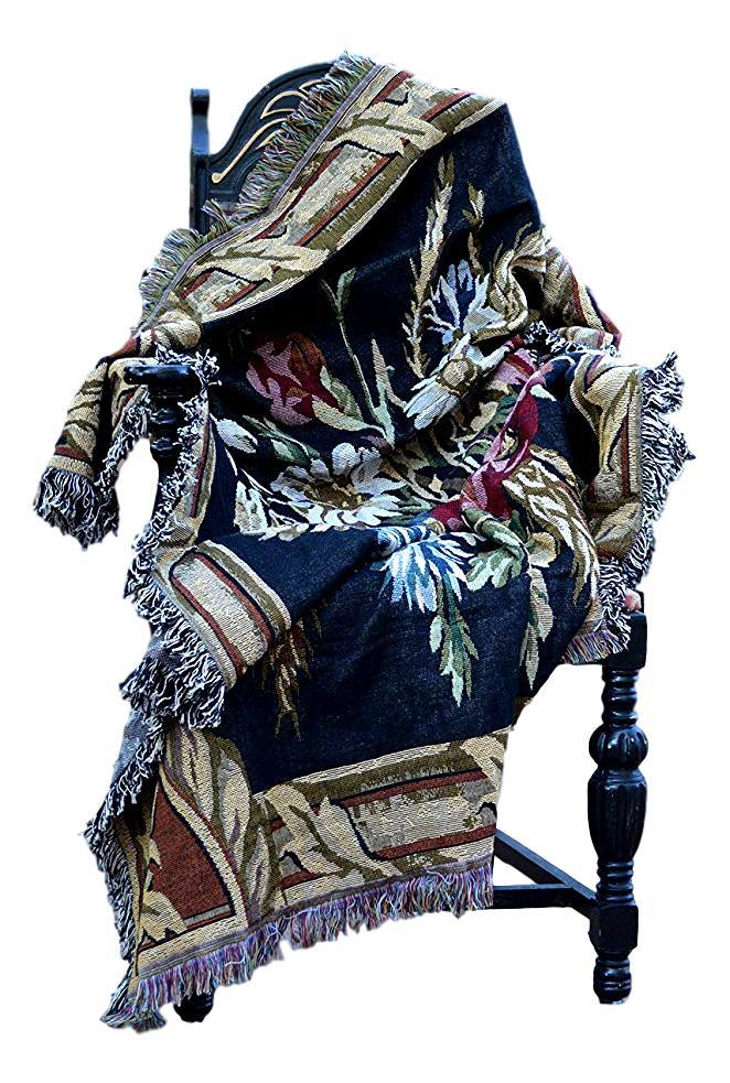 Tache Floral Wheat Bouquet Harvest Tapestry Throw with Fringe (1358) - Tache Home Fashion