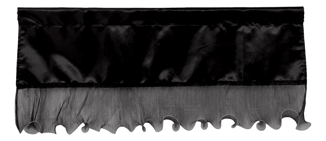 Tache Satin Ruffle Window Curtain Tailored Black 18x52" Valance (1622) - Tache Home Fashion