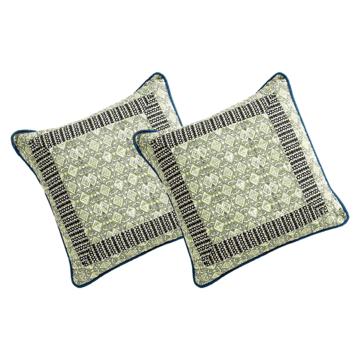 Embroidered Cushion Cover Green - White Paisley Design Embroidered Cushion Cover Green - White Paisley Design