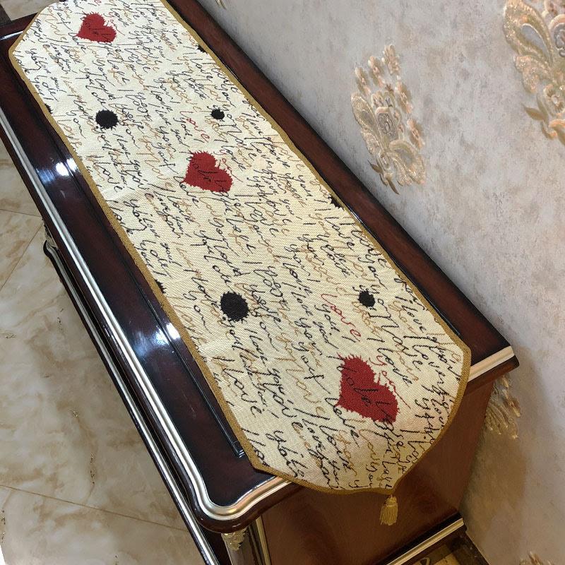 Tache Romantic I Love You Valentine’s Beige Woven Tapestry Table Runner (18111) - Tache Home Fashion