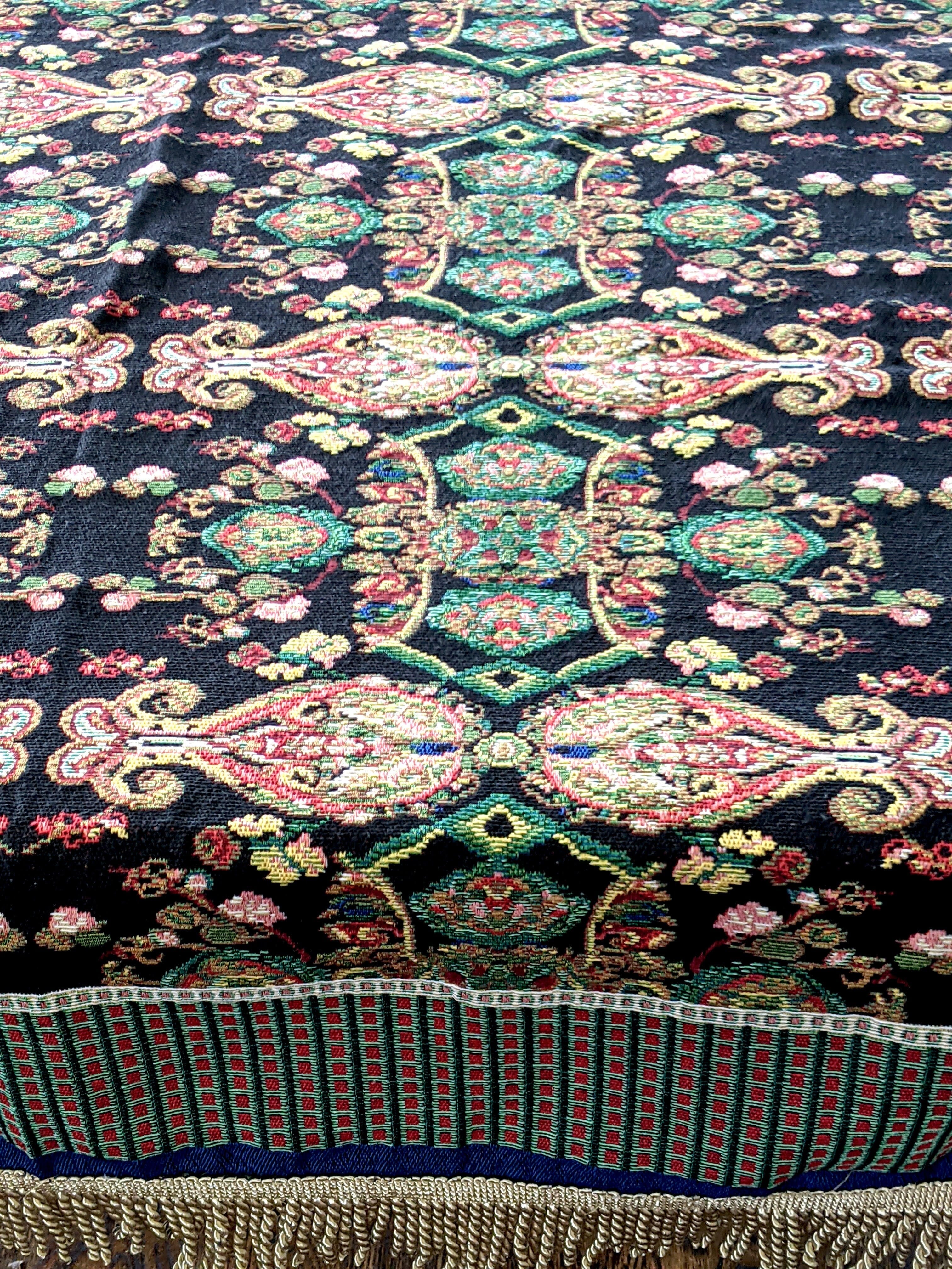 Tache Elegant Black Ornate Paisley Woven Tapestry Tablecloth (18192) - Tache Home Fashion