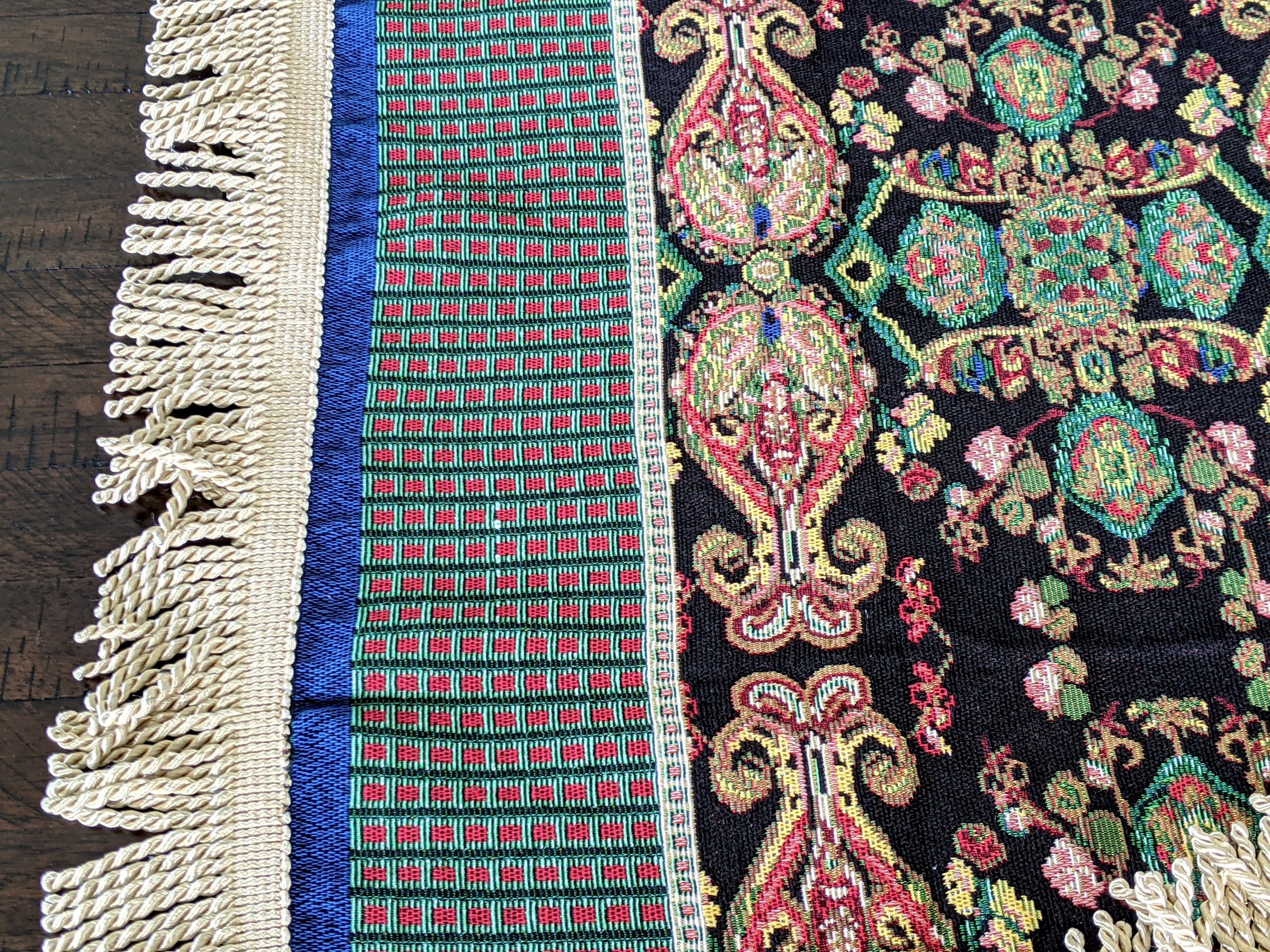 Tache Elegant Black Ornate Paisley Woven Tapestry Tablecloth (18192) - Tache Home Fashion