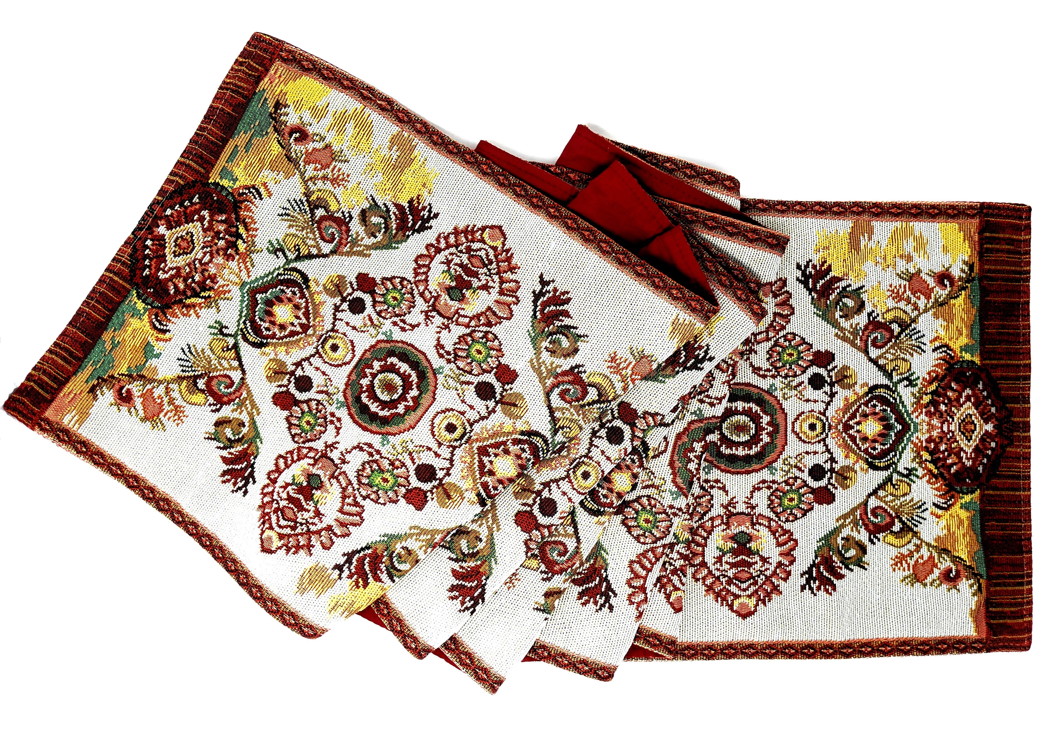 Tache Elegant Burgundy Ornate Paisley Woven Tapestry Table Runner (18194) - Tache Home Fashion