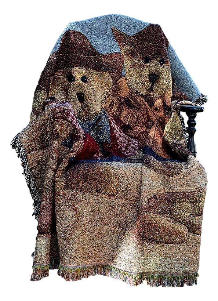 Tache Teddy Bear Western Cowboy Tapestry Throw with Fringe (2173) - Tache Home Fashion