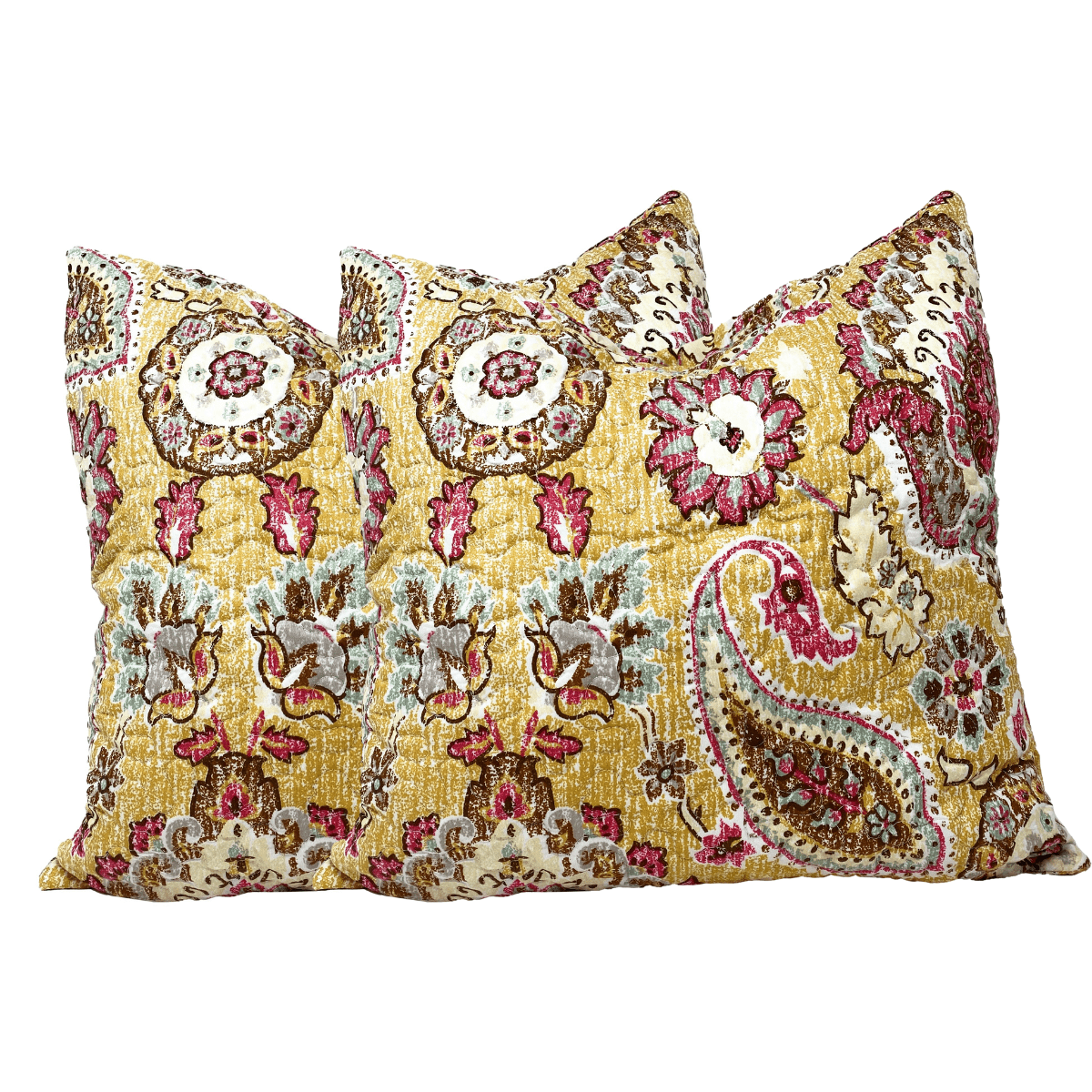 Tache Floral Paisley Damask Boho Chic Gold Royal Medallion Cushion Cover 2-Pieces (SD5357) - Tache Home Fashion