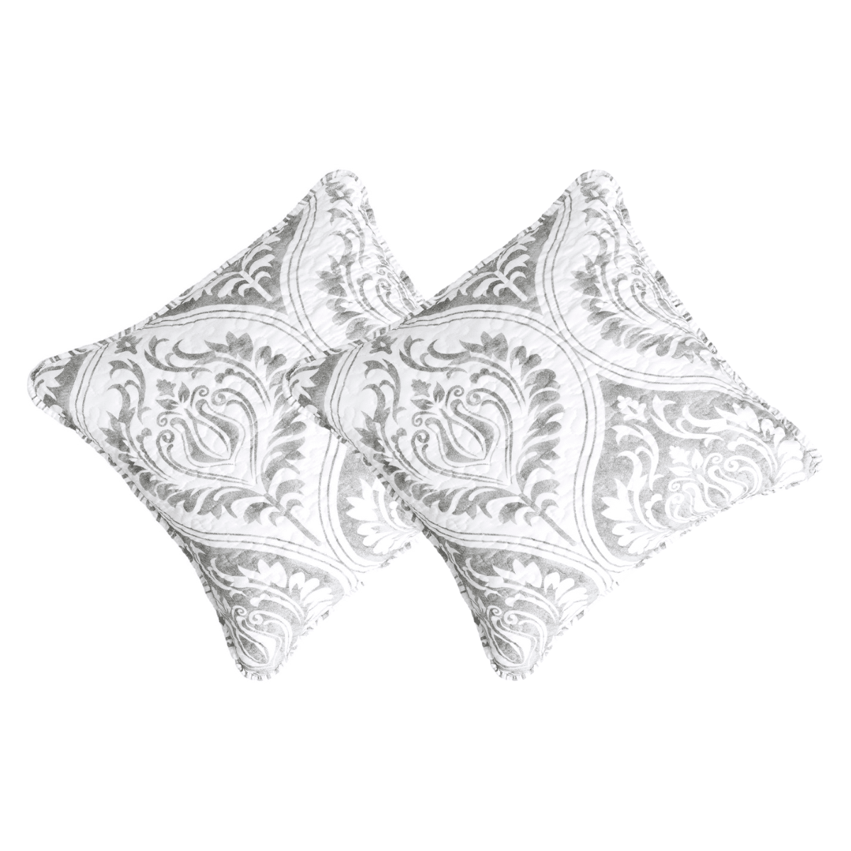 Tache Paisley Damask Matelasse Austere Grey Moon Sky Cushion Cover / Euro Sham (TB300-199) - Tache Home Fashion