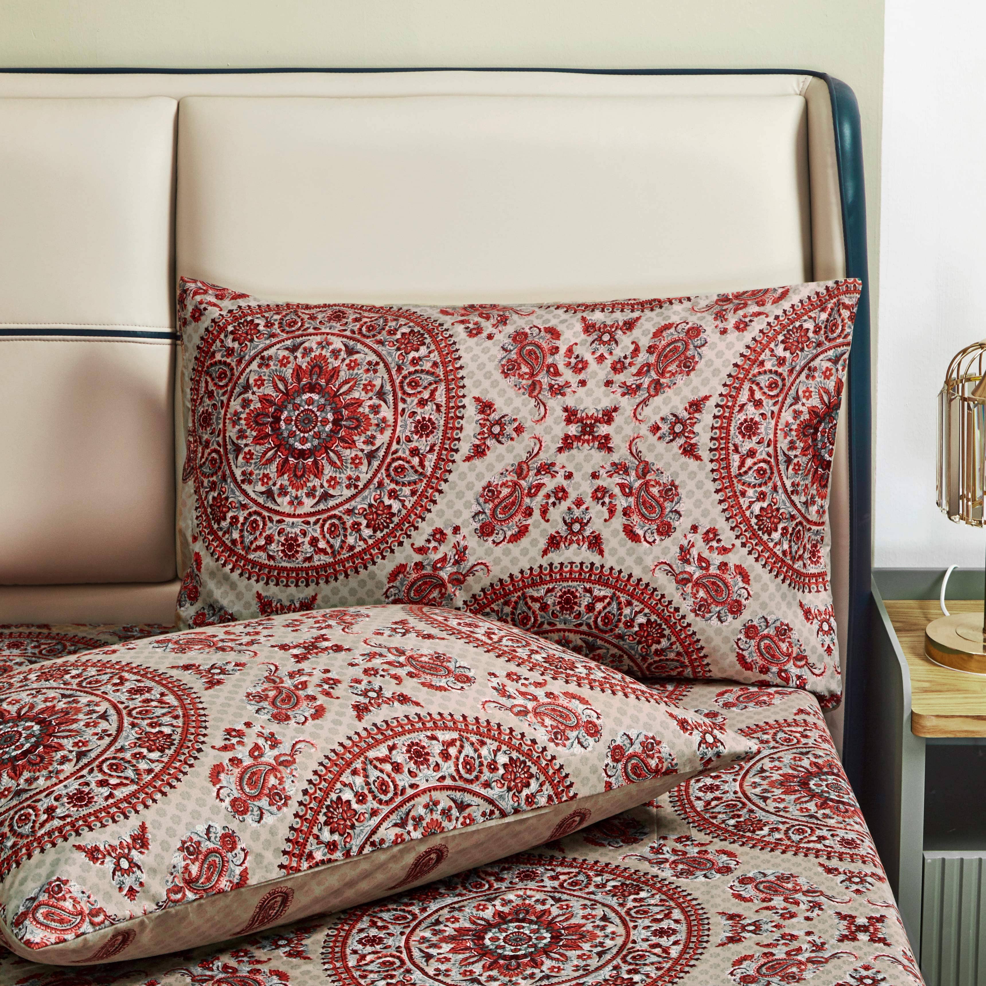 Tache Bohemian Desert Medallion Boteh Paisley Taupe Flat Sheet (TJ3502) - Tache Home Fashion