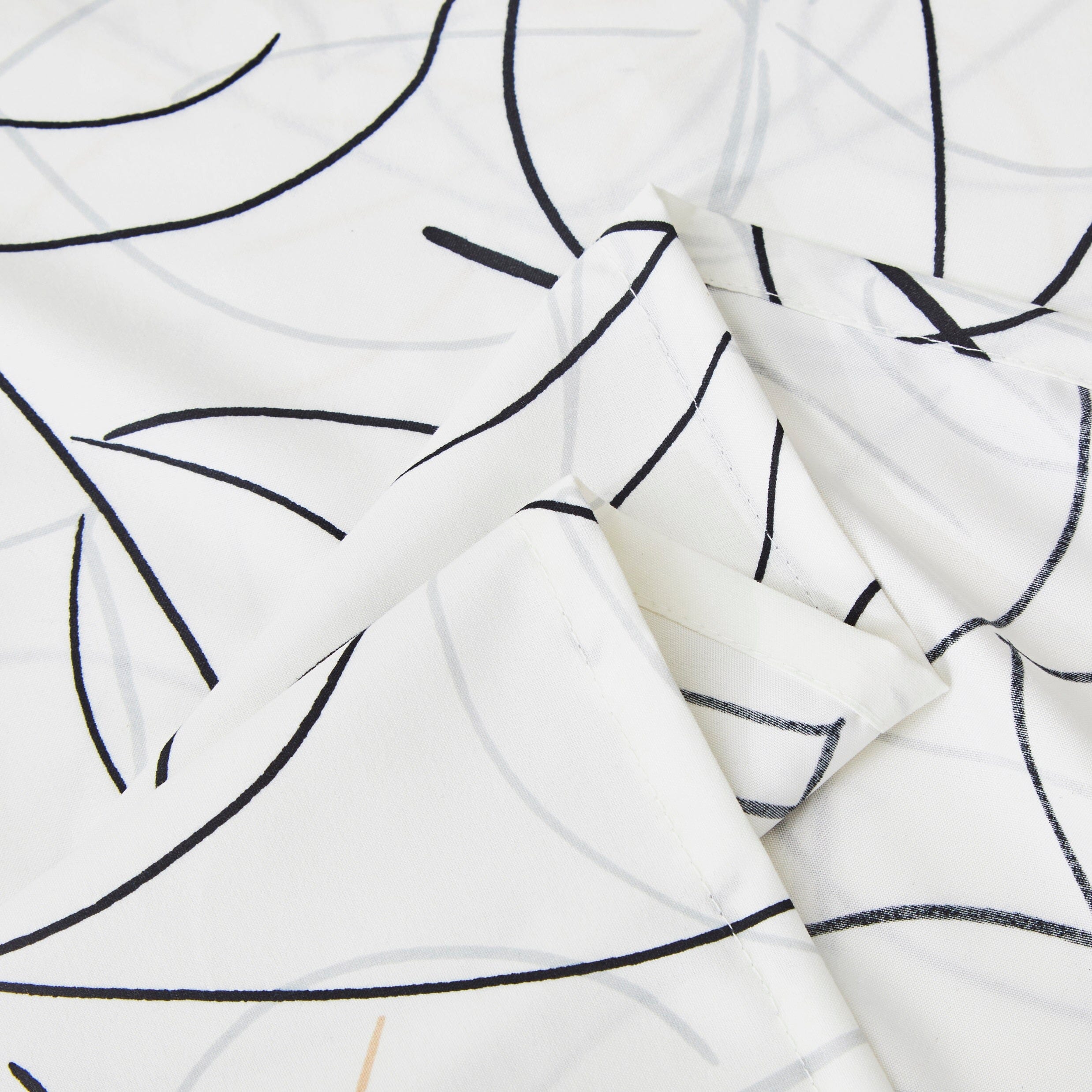 Tache Modern Abstract Leaf Line Art Foliage White Grey Black Gold Flat Sheet Only (TJ3571) - Tache Home Fashion