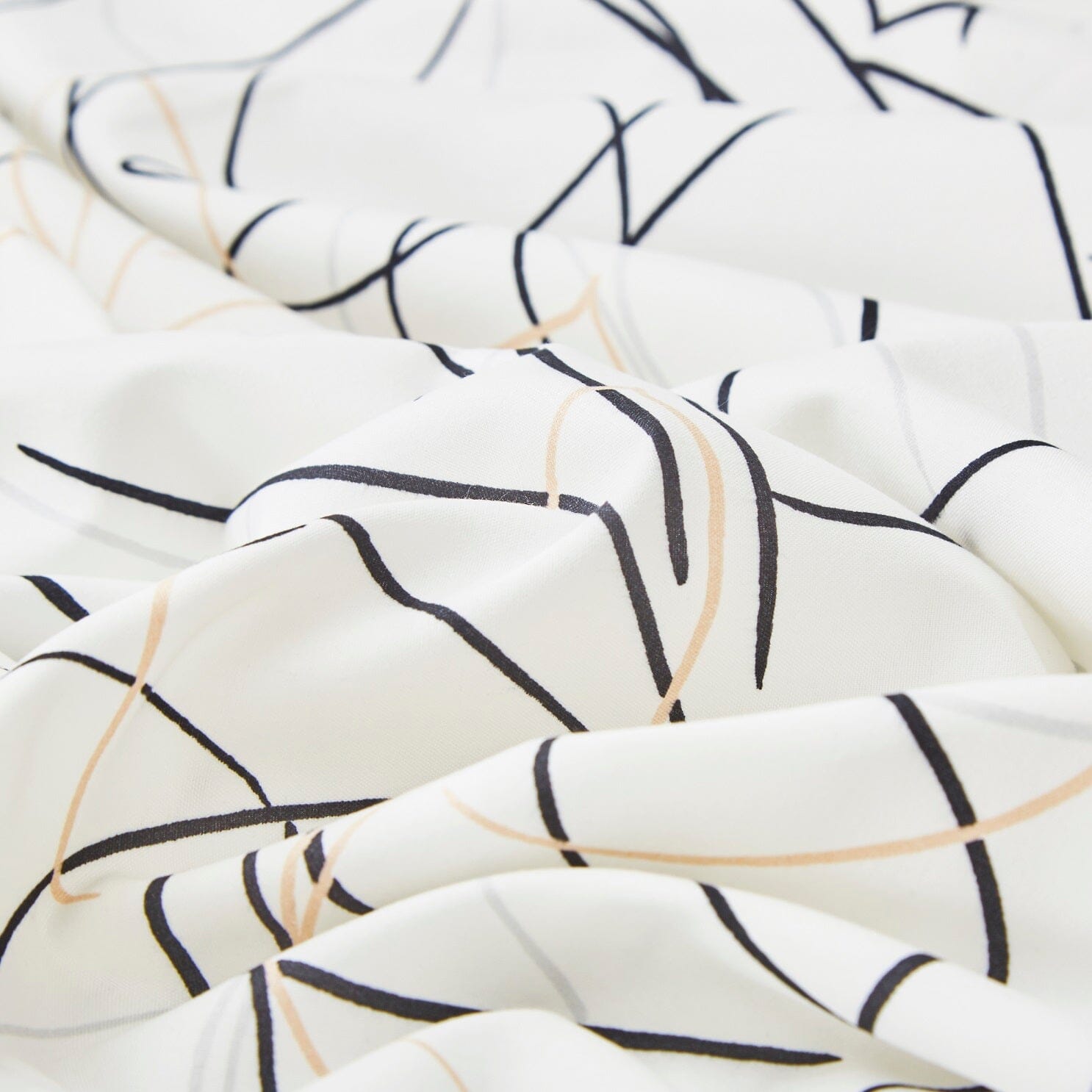 Tache Modern Abstract Leaf Line Art Foliage White Grey Black Gold Flat Sheet Only (TJ3571) - Tache Home Fashion