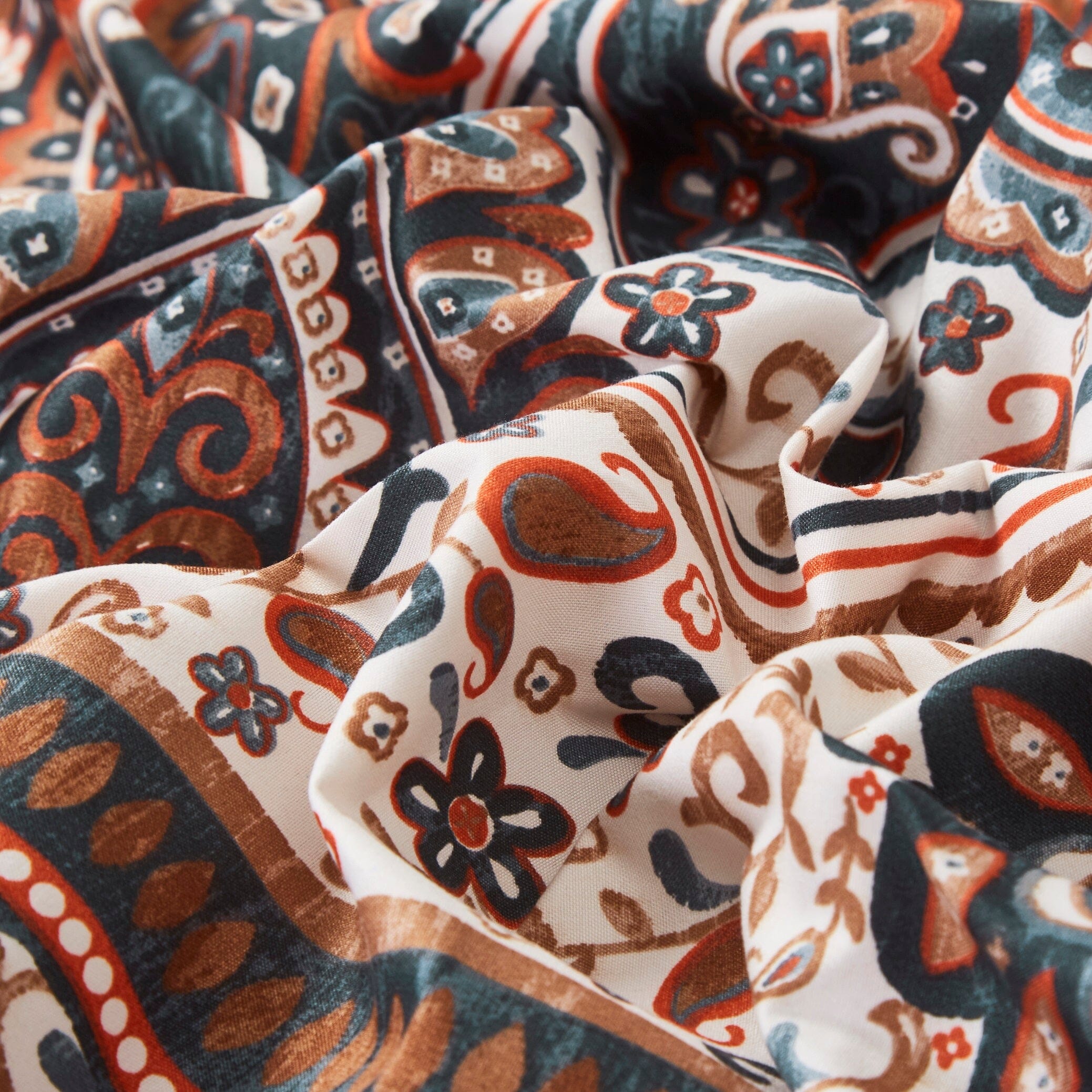 Tache Rustic Paisley Mandala Palace Floral Watercolor Dark Teal Flat Sheet (KF174) - Tache Home Fashion