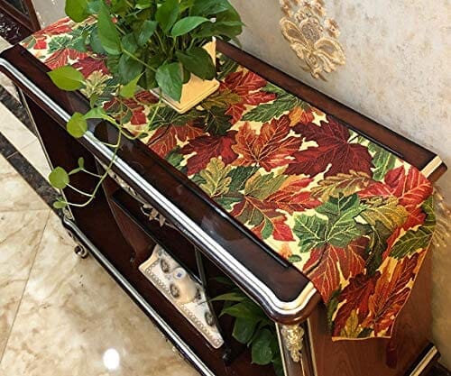 Tache Warm Colorful Thanksgiving Leaves Fall Foliage Tapestry Table Runners (11516) - Tache Home Fashion