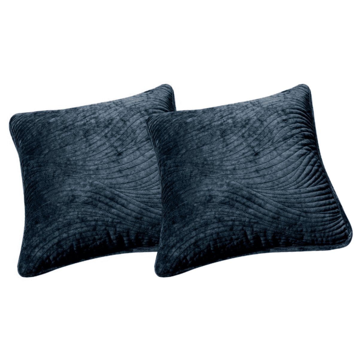 Tache Velvet Dreams Navy Blue Plush Waves Cushion Covers / Euro Sham (JHW-852BL) - Tache Home Fashion