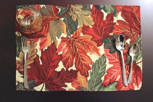 Tache Thanksgiving Leaves Red Orange Fall Foliage Tapestry Placemat Set of 4 (11516PM) - Tache Home Fashion