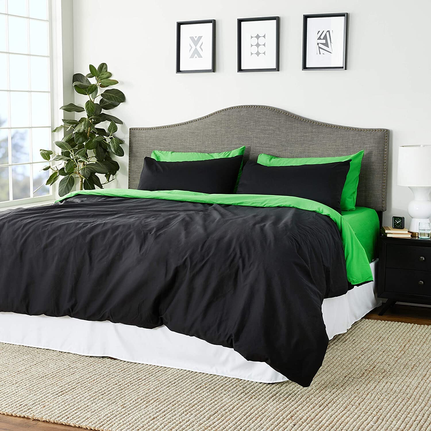 Tache Cotton Lime Green Black Reversible Comforter Set With Zipper Cover - Tache Home Fashion