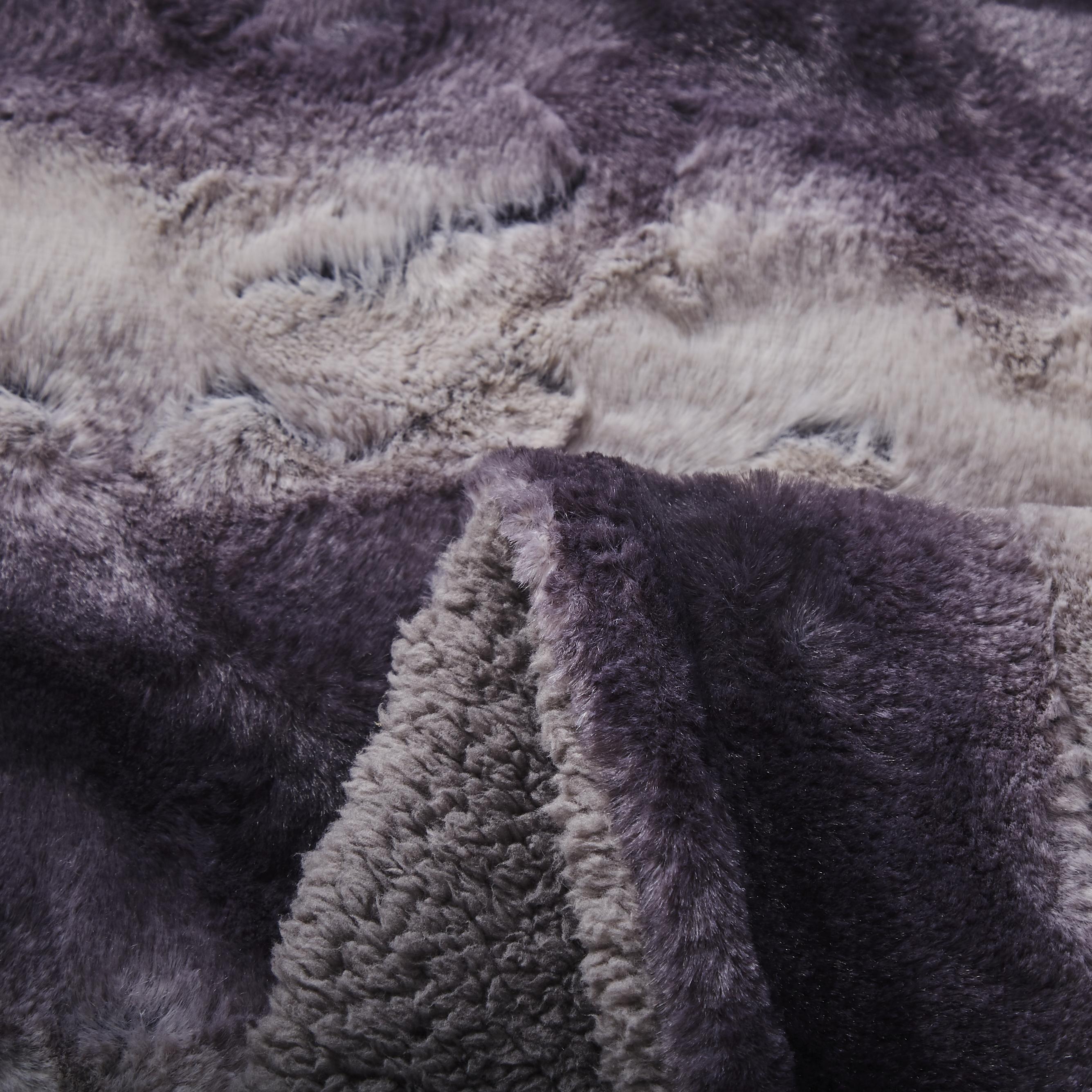 Tache Luxury Black Striped Faux Fur Throw Blanket (DY06) - Tache Home Fashion