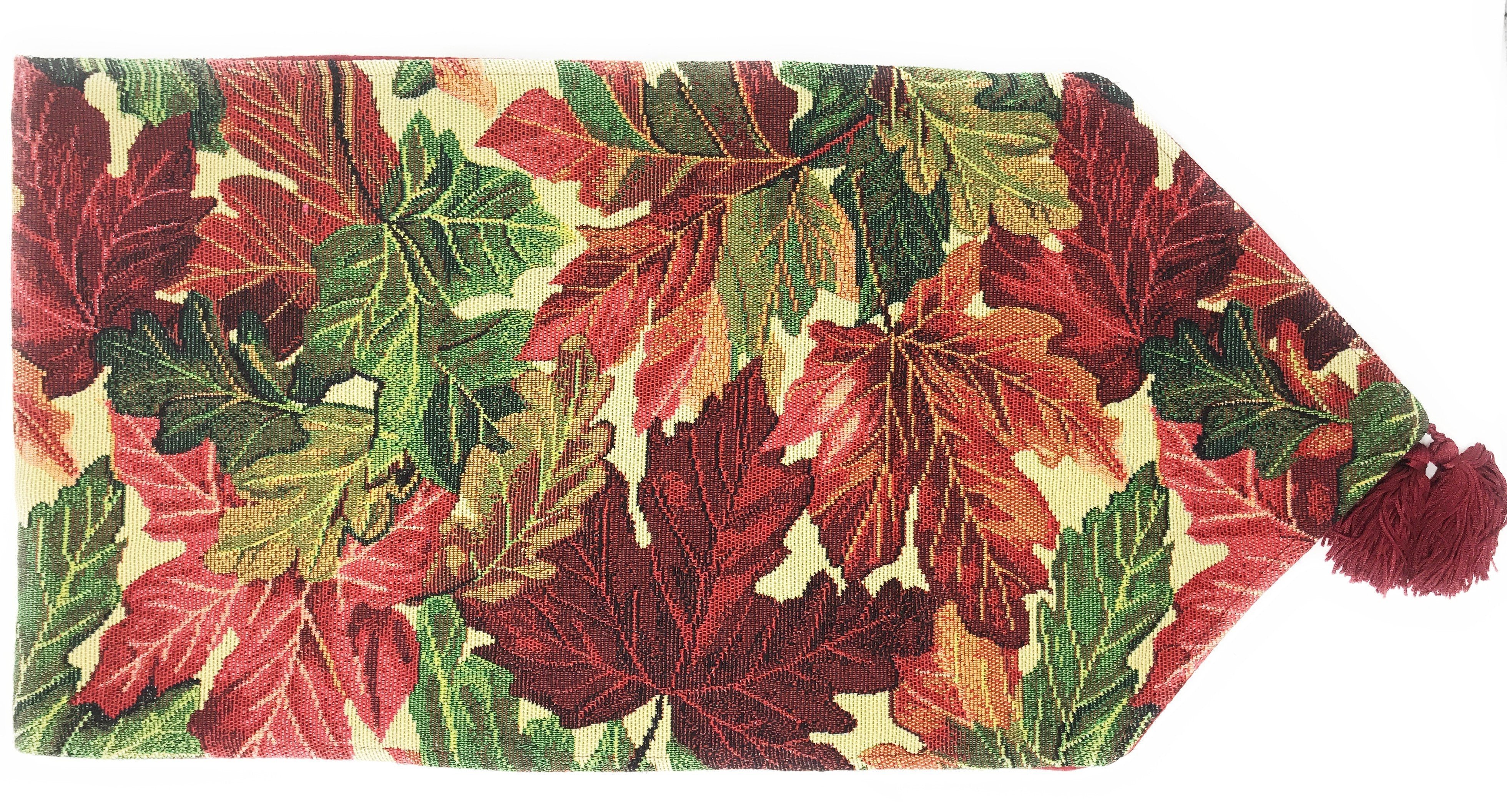 Tache Warm Colorful Thanksgiving Leaves Fall Foliage Tapestry Table Runners (11516) - Tache Home Fashion