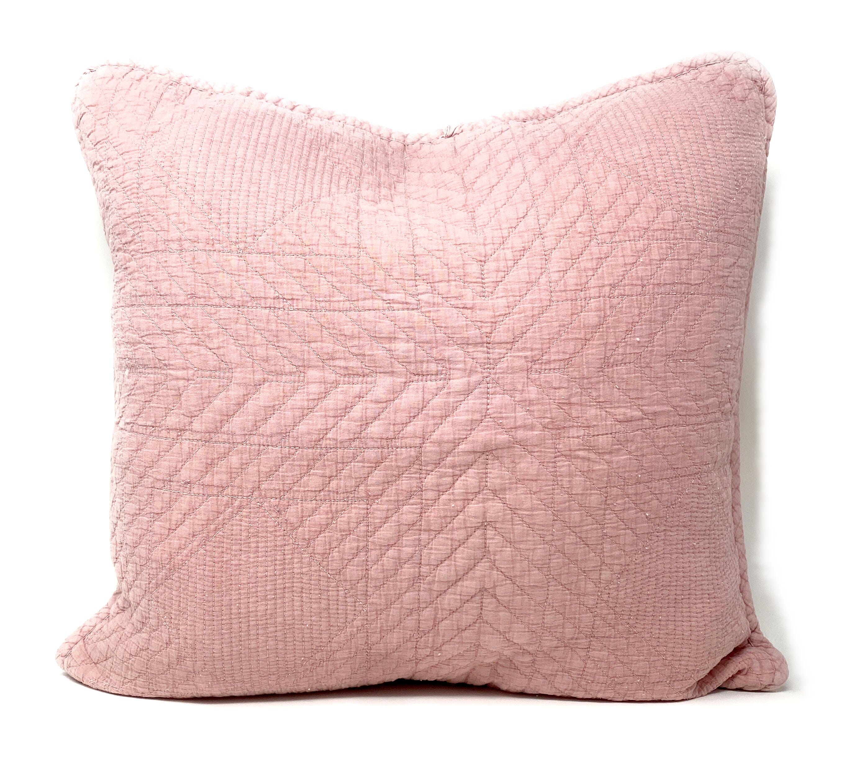 Tache Cotton Stone Washed Soothing Pastel Rustic Blush Pink Cushion Covers / Euro Sham (JHW-863) - Tache Home Fashion