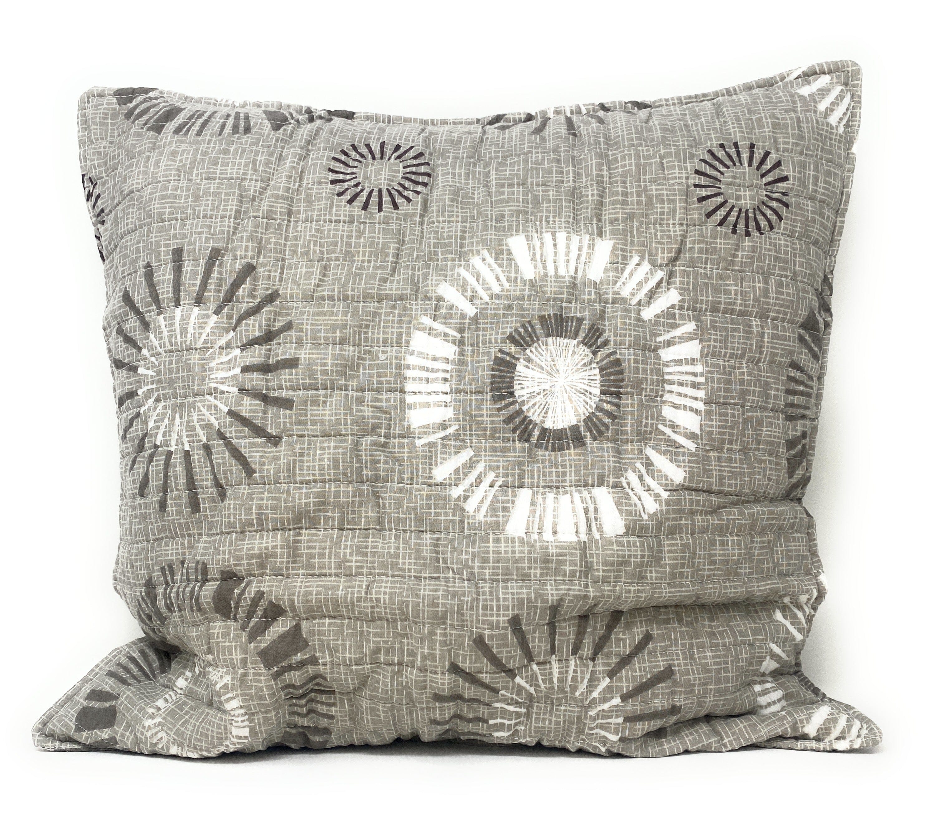 Tache Cotton Taupe Beige Striped Floral Geometric Starburst Decorative 18x18" Throw Pillow Covers -  2-Pieces (DXJ107076) - Tache Home Fashion
