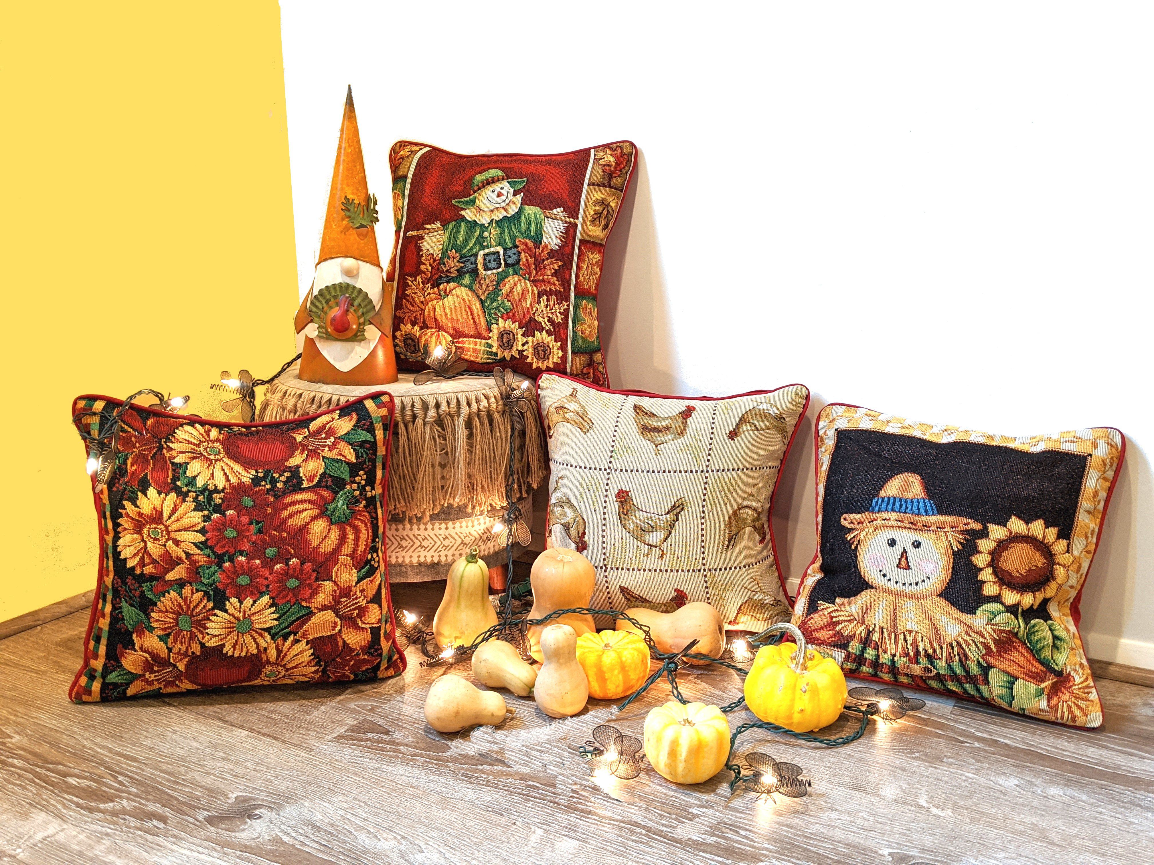 Tache Country Farmhouse Rooster Hens Woven Tapestry Throw Pillow Cover (13139CC) - Tache Home Fashion