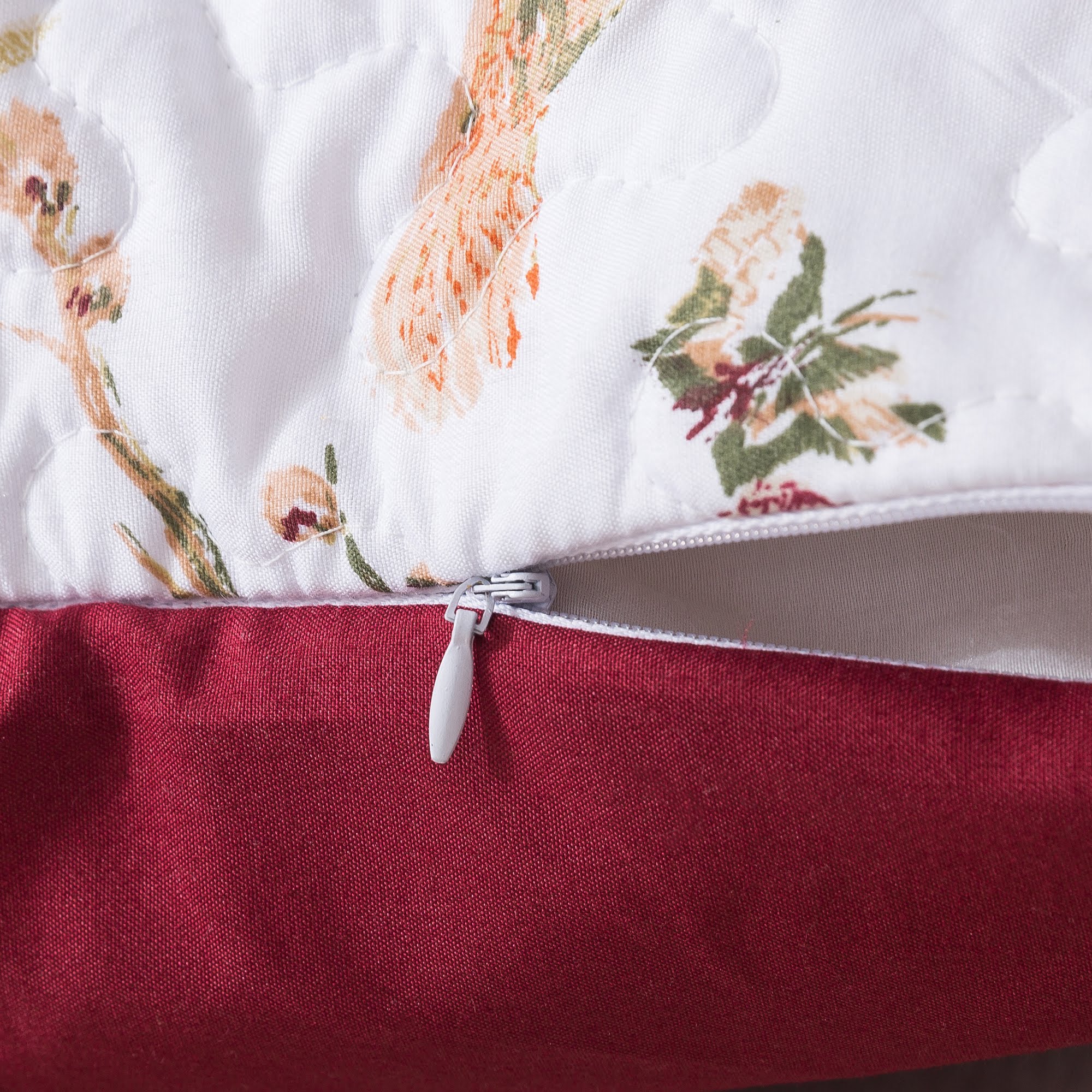 Tache Floral Hummingbirds Burgundy White Vintage Rose Garden Cushion Covers / Euro Sham (SD-7676) - Tache Home Fashion