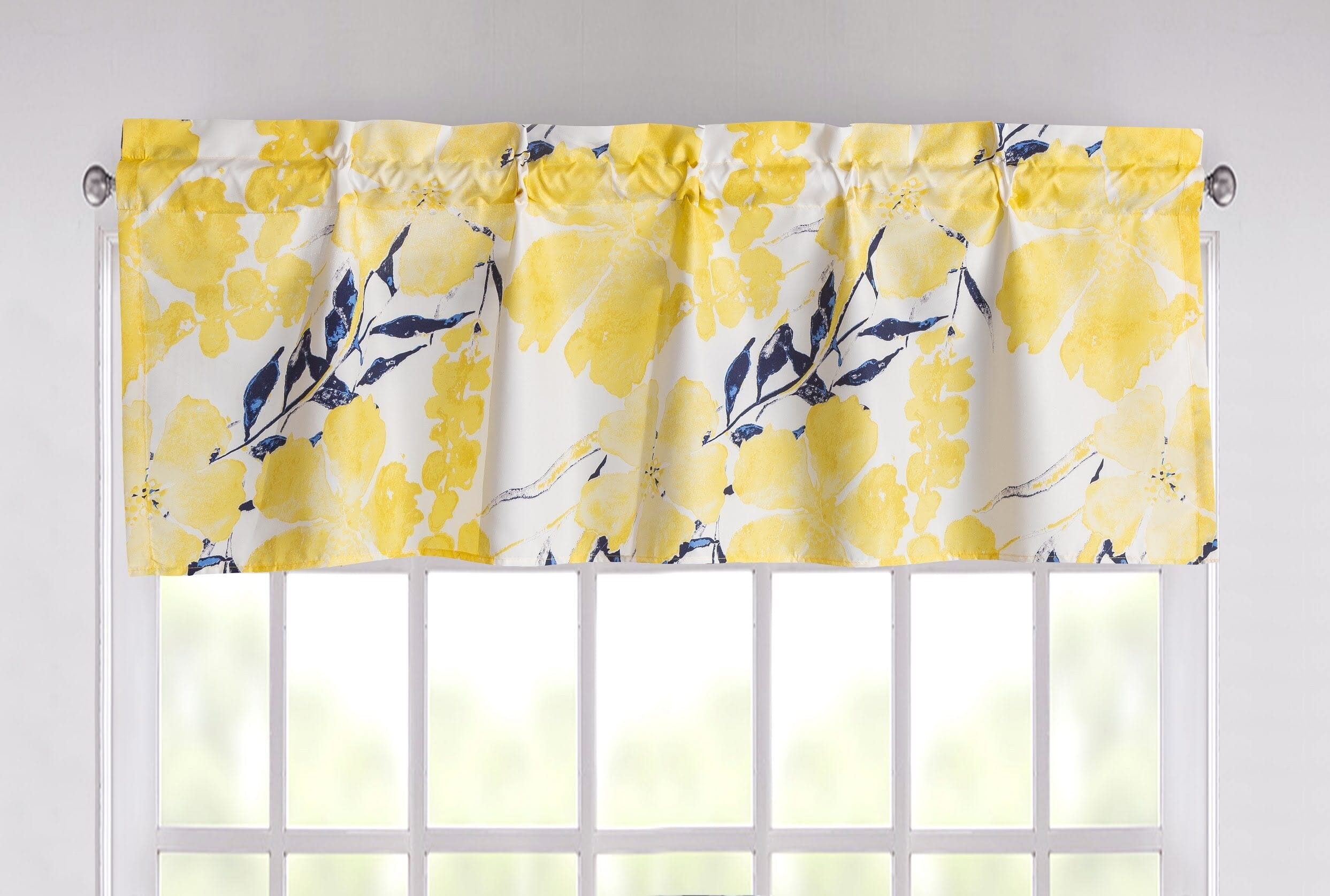 Tache Microfiber Watercolor Tropical Floral Yellow Blue Window Treatment Valance (JHW-841) - Tache Home Fashion