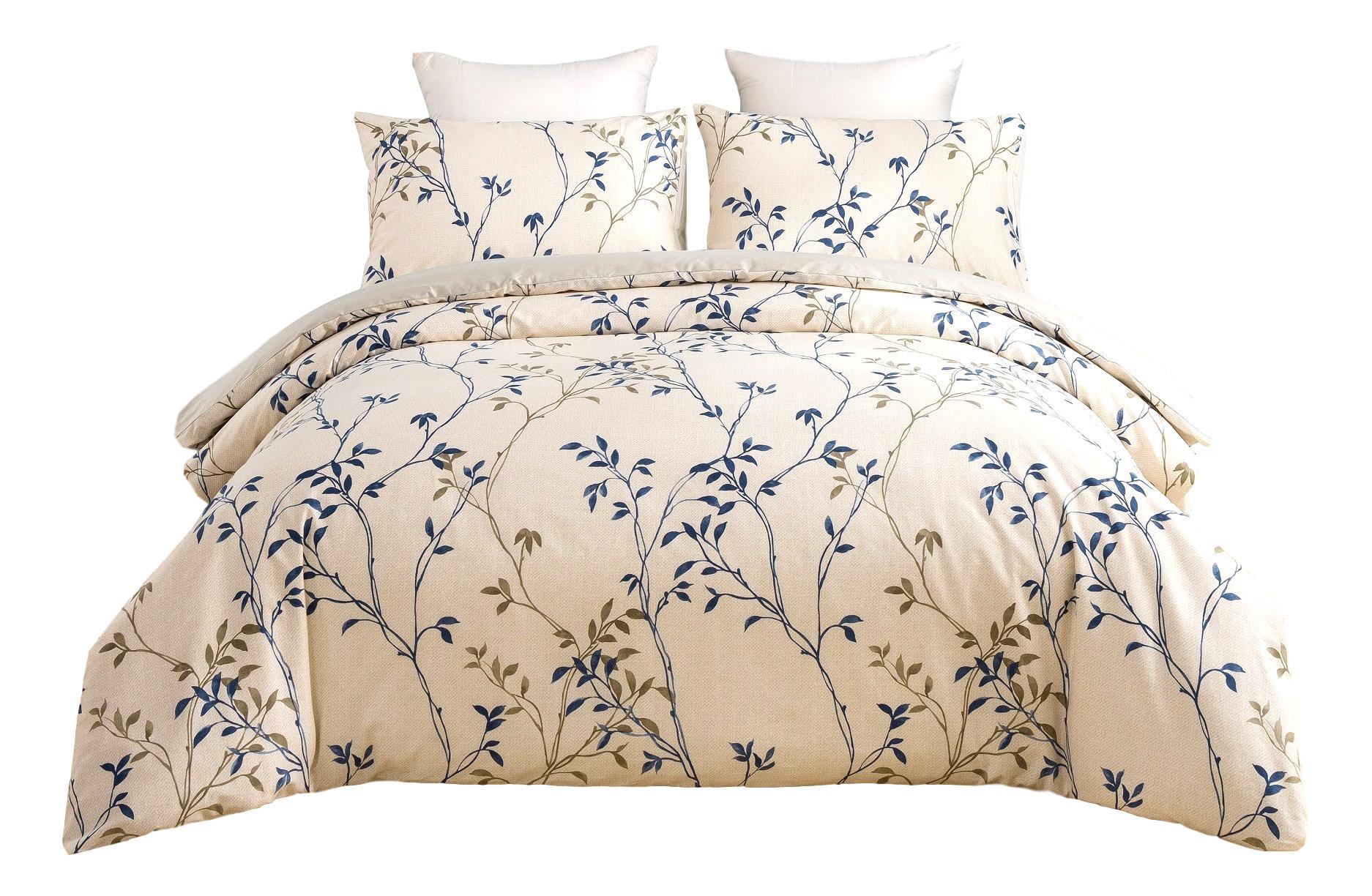 Tache Poplin Cotton Elegant Leaf Vine Cream Beige Duvet Cover (JHW-842) - Tache Home Fashion